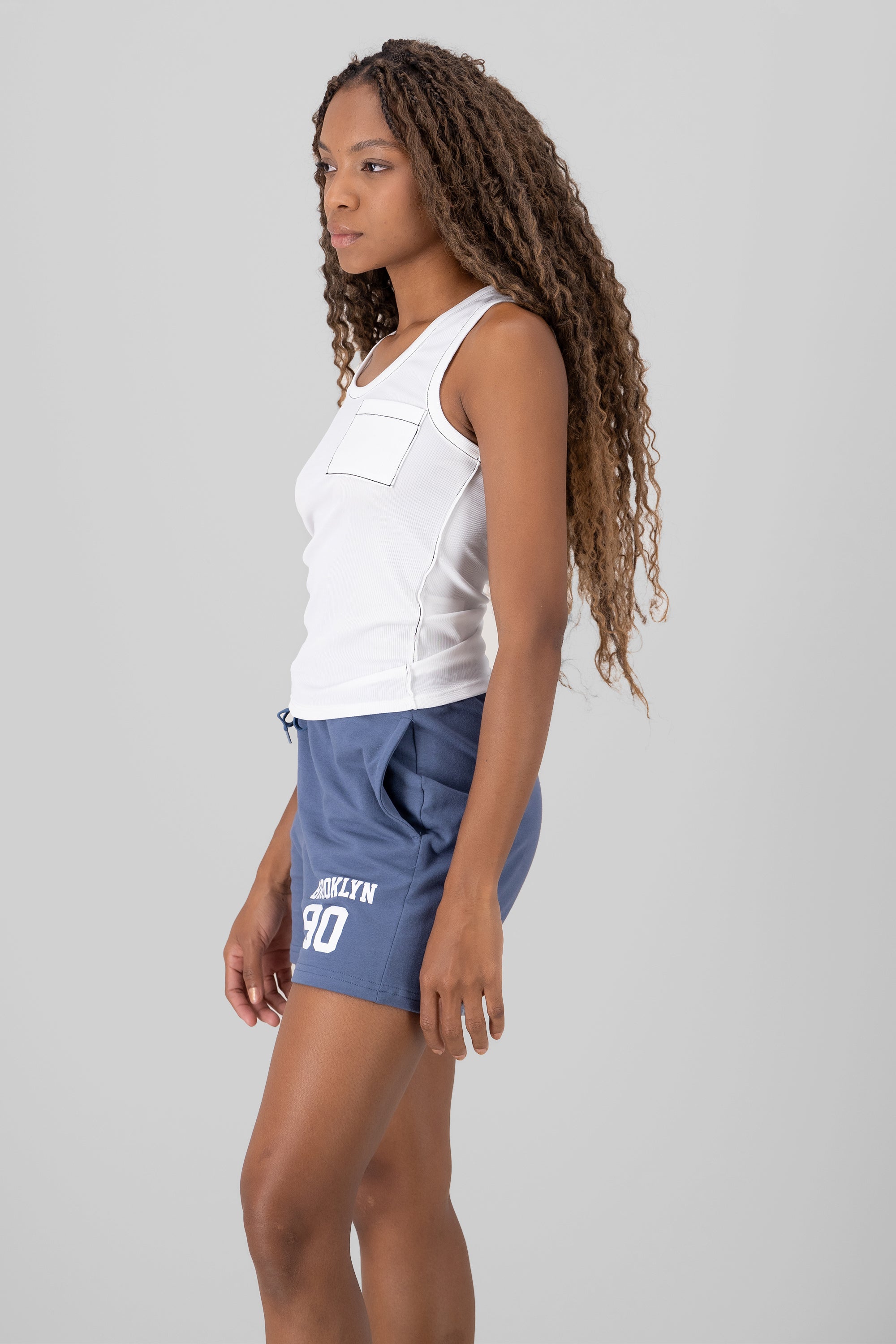 Top without sleeve contrast BONE