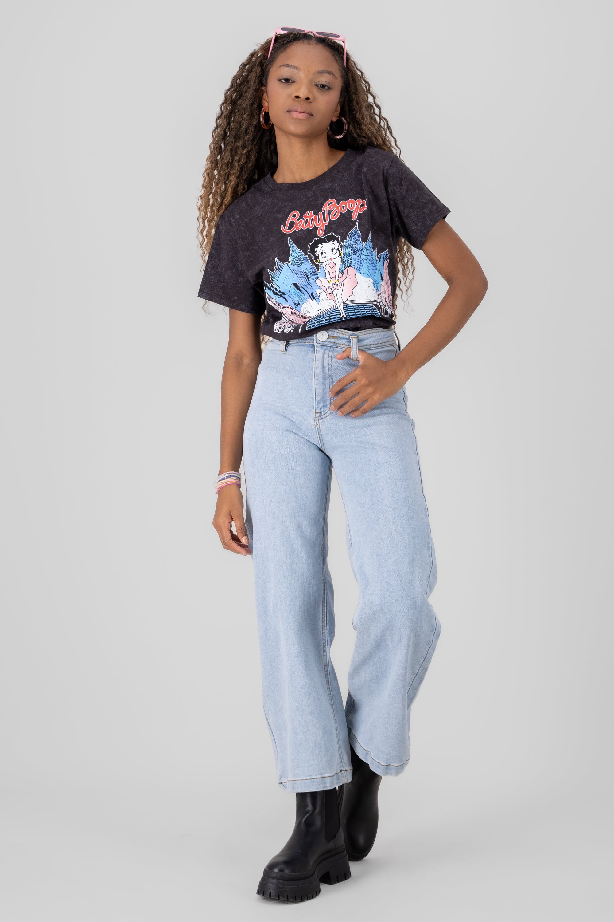 Playera betty boop ny ACID WASH