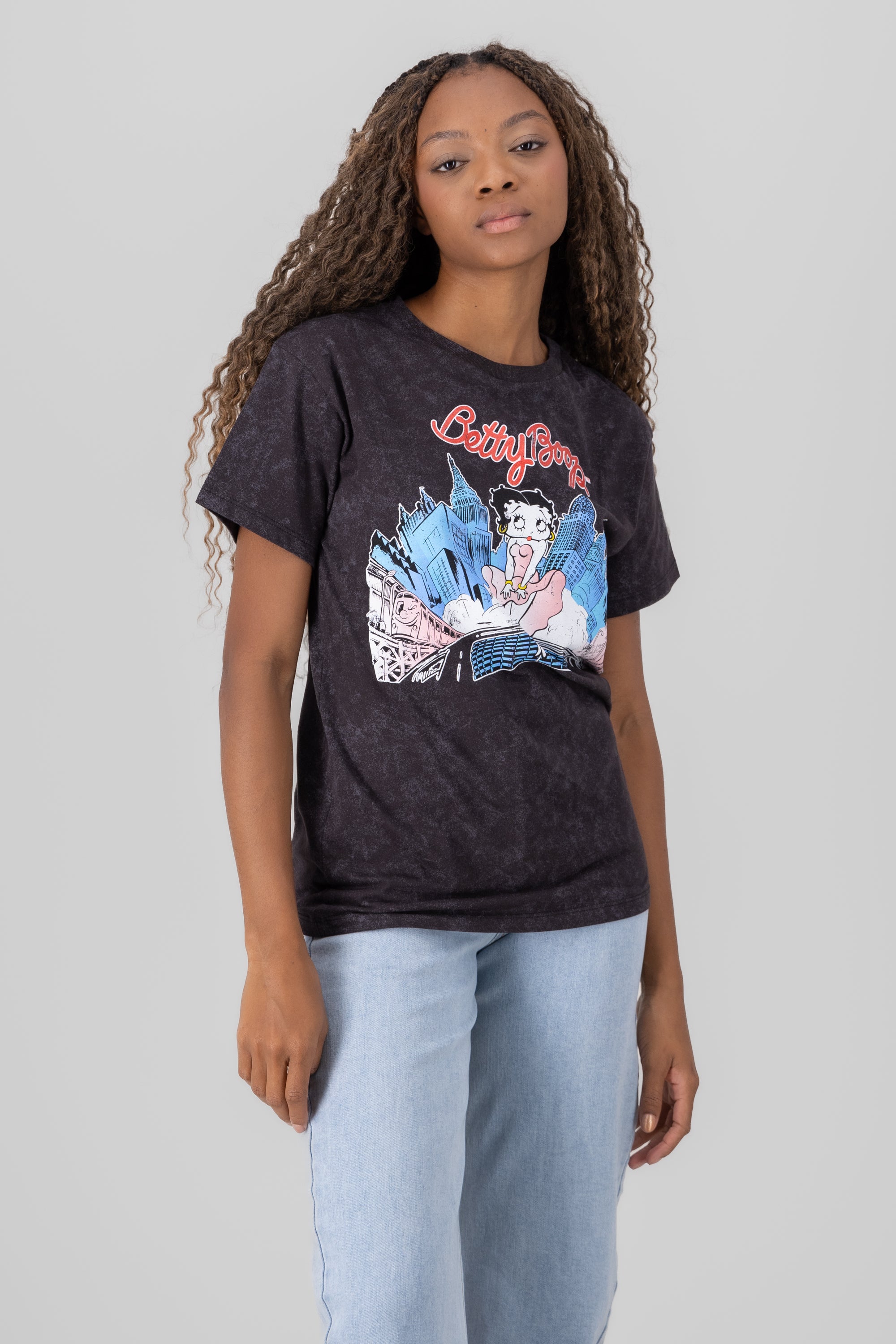 Playera betty boop ny ACID WASH