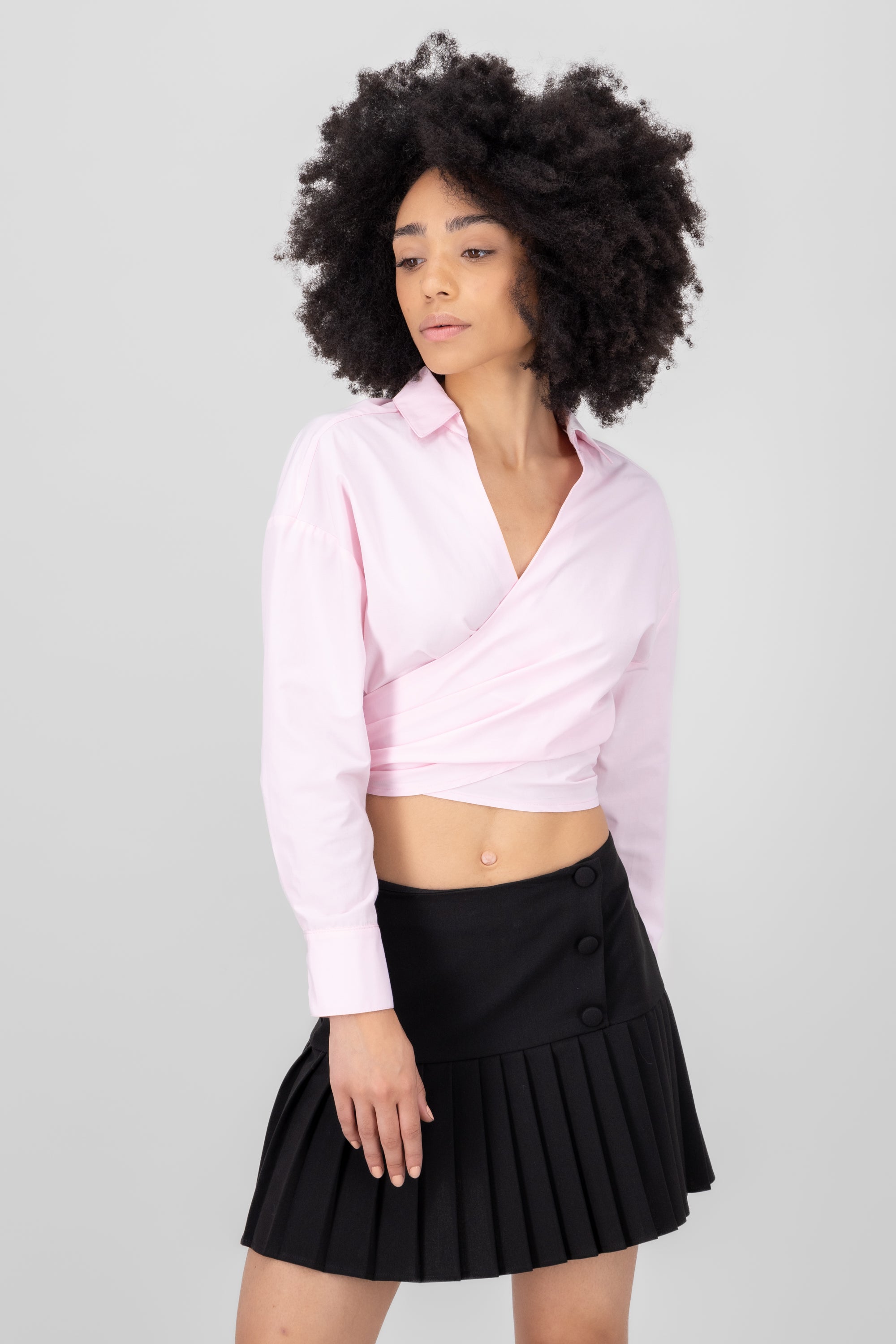 Blusa cruzada con cuello Hypsters ROSA PASTEL