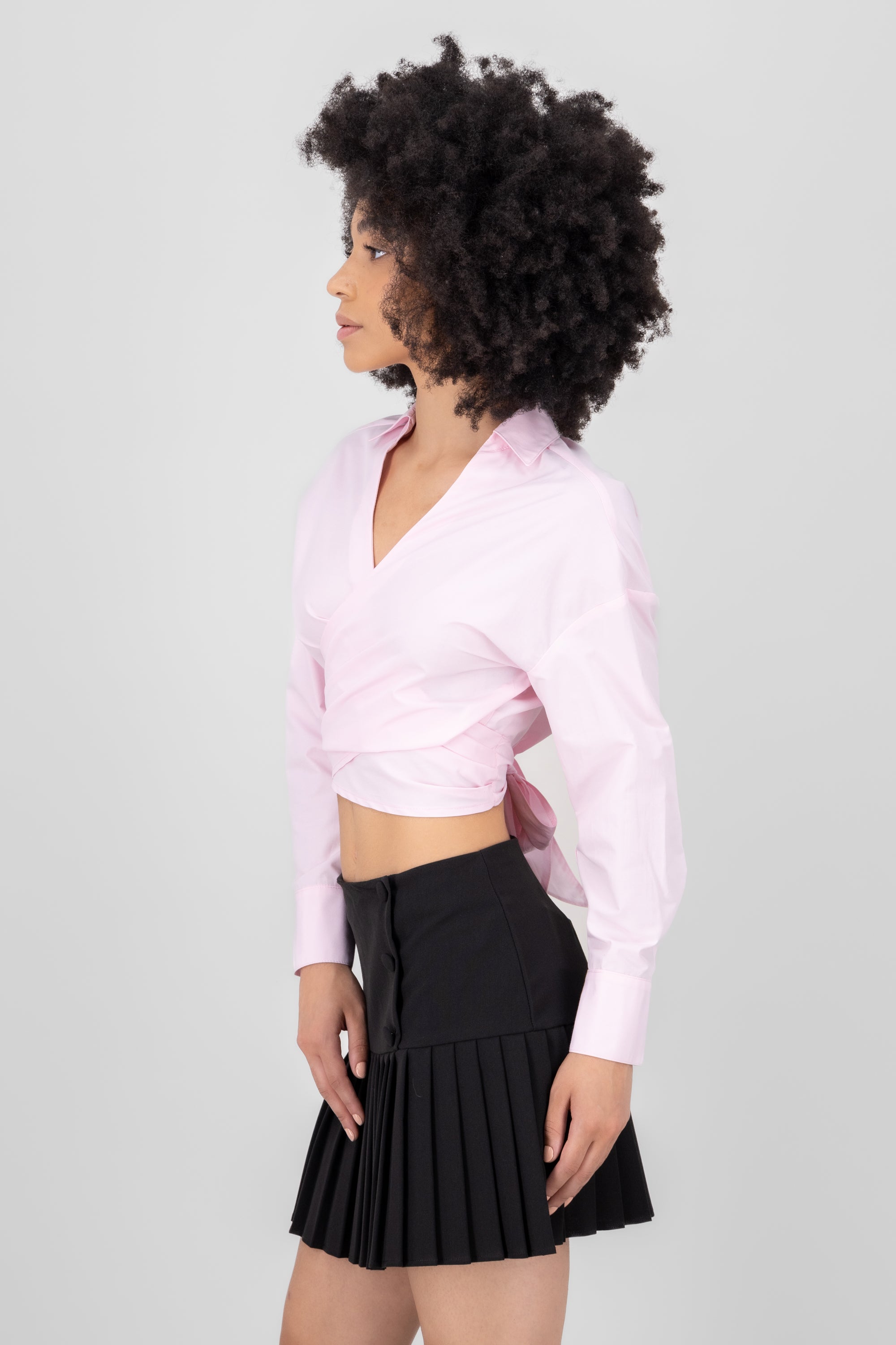 Cross blouse with Hypsters neck Pastel pink