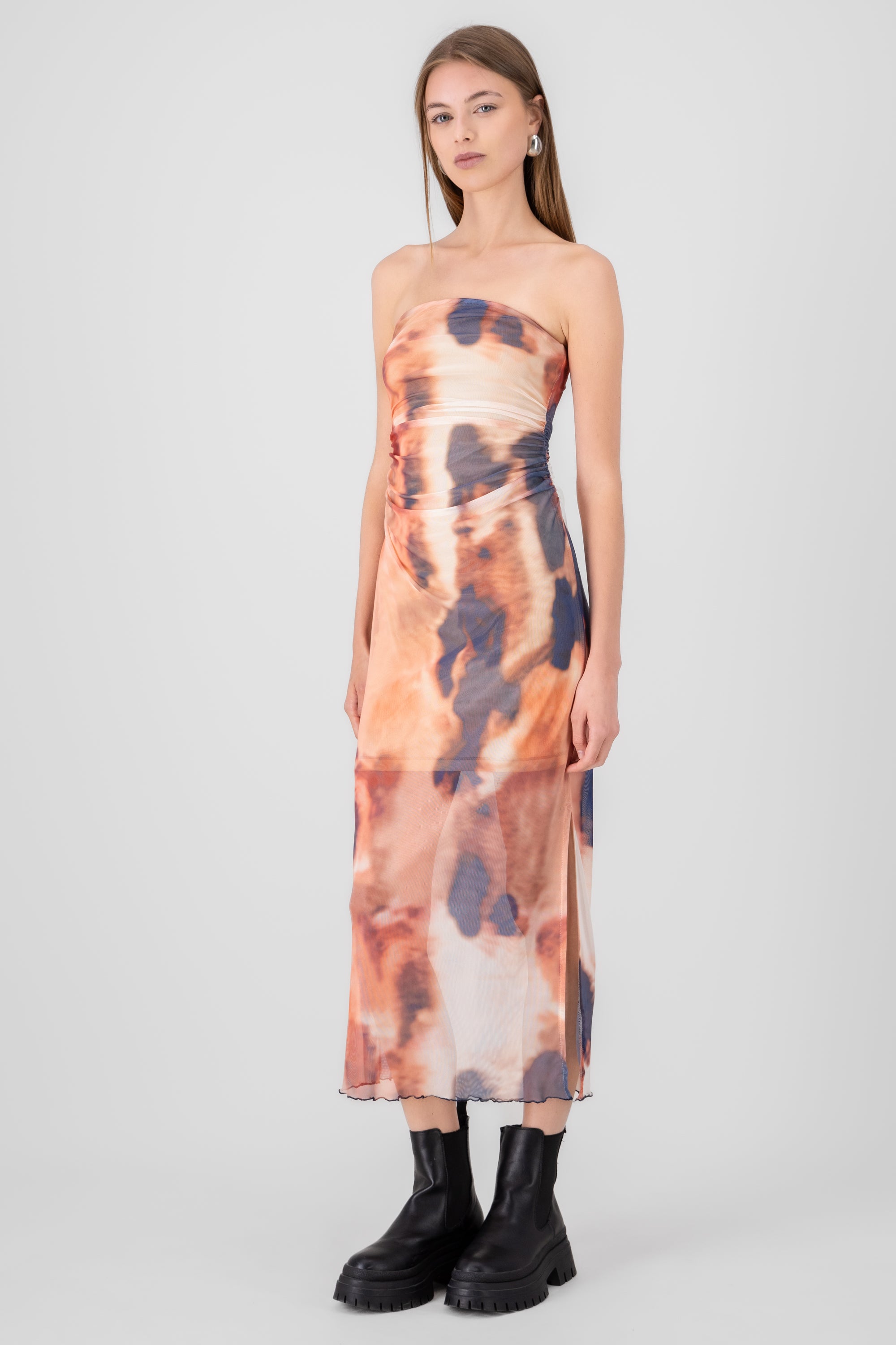 DRAPADO MIDI MIDI DRESS Gray Combo