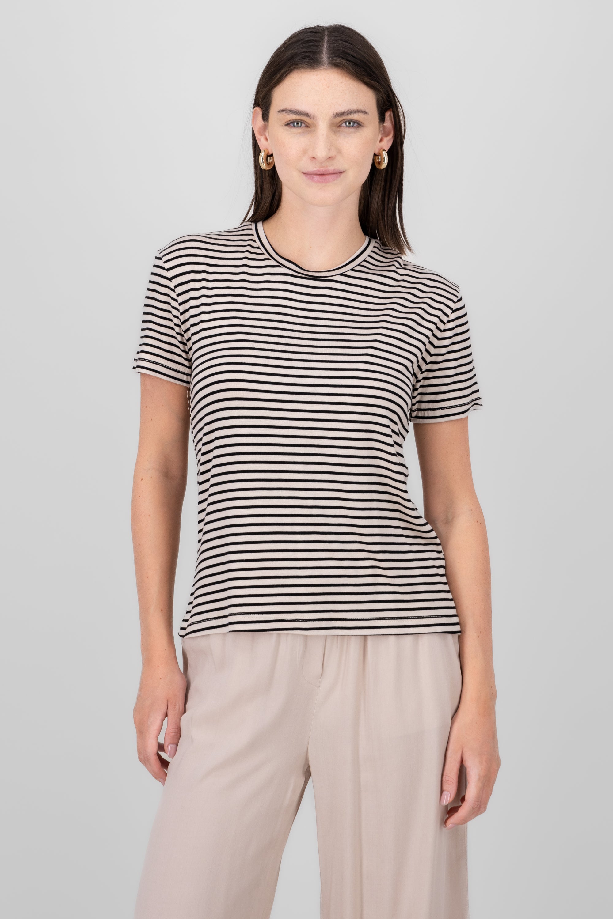 T-Shirt Detail stripes Black Combo