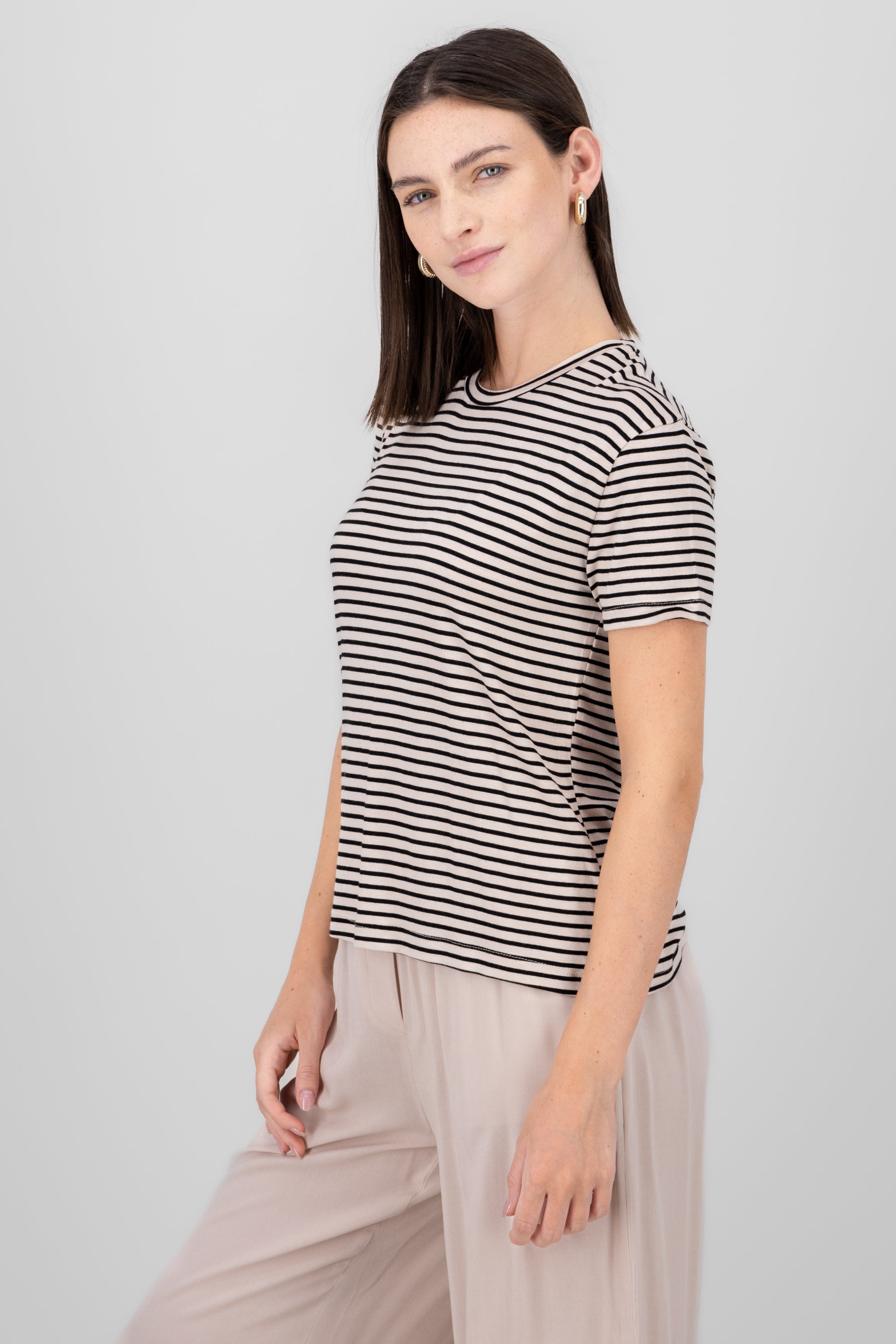 T-Shirt Detail stripes Black Combo