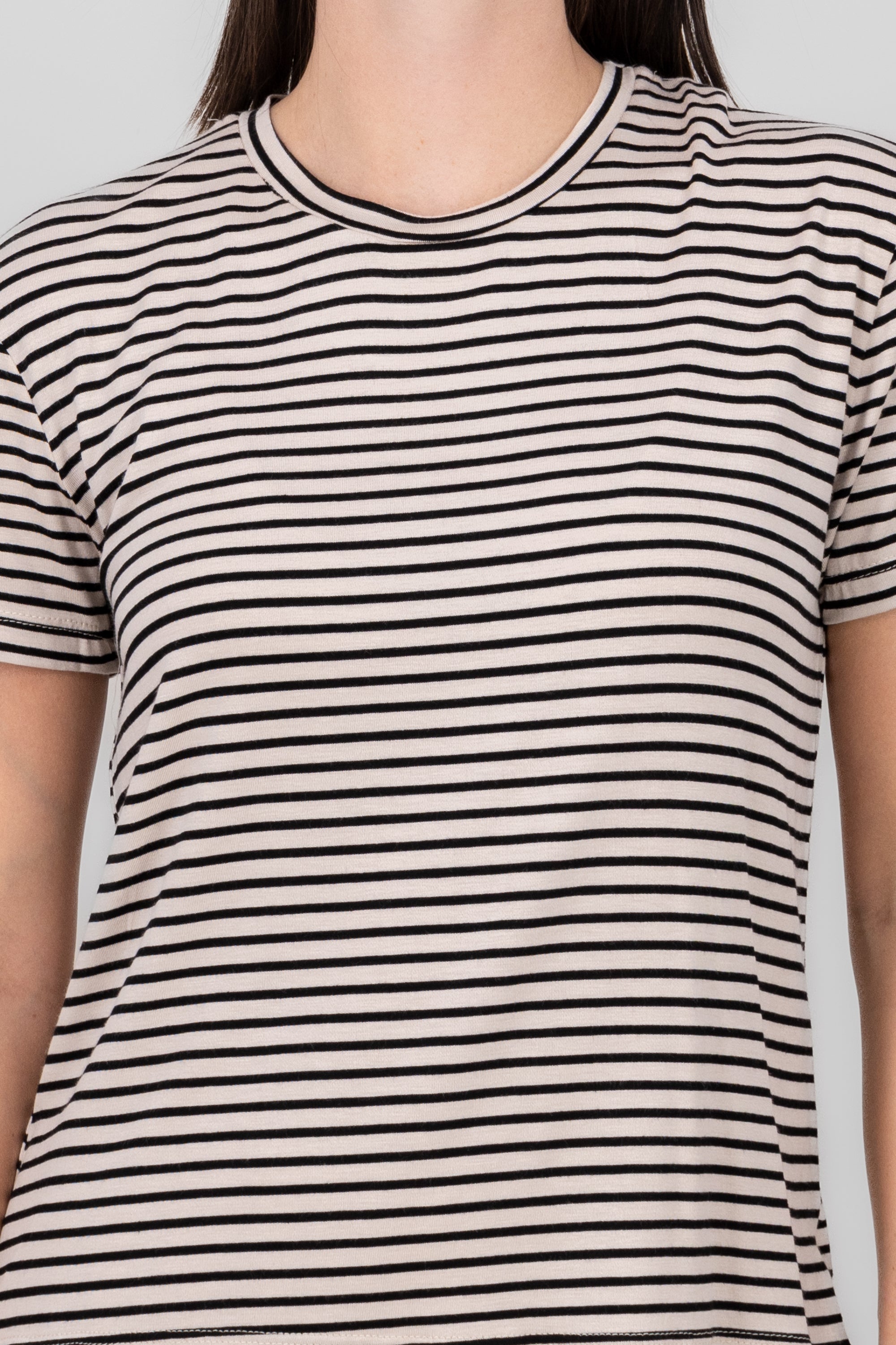 T-Shirt Detail stripes Black Combo