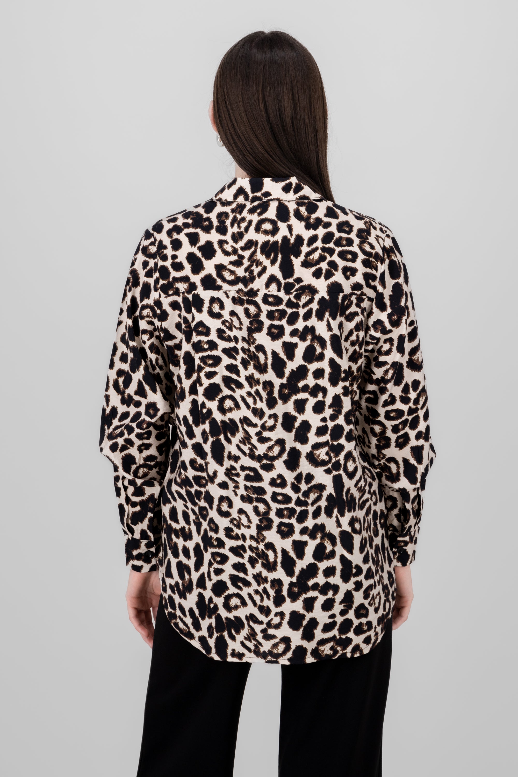 Oversize animal print shirt CAFE COMBO