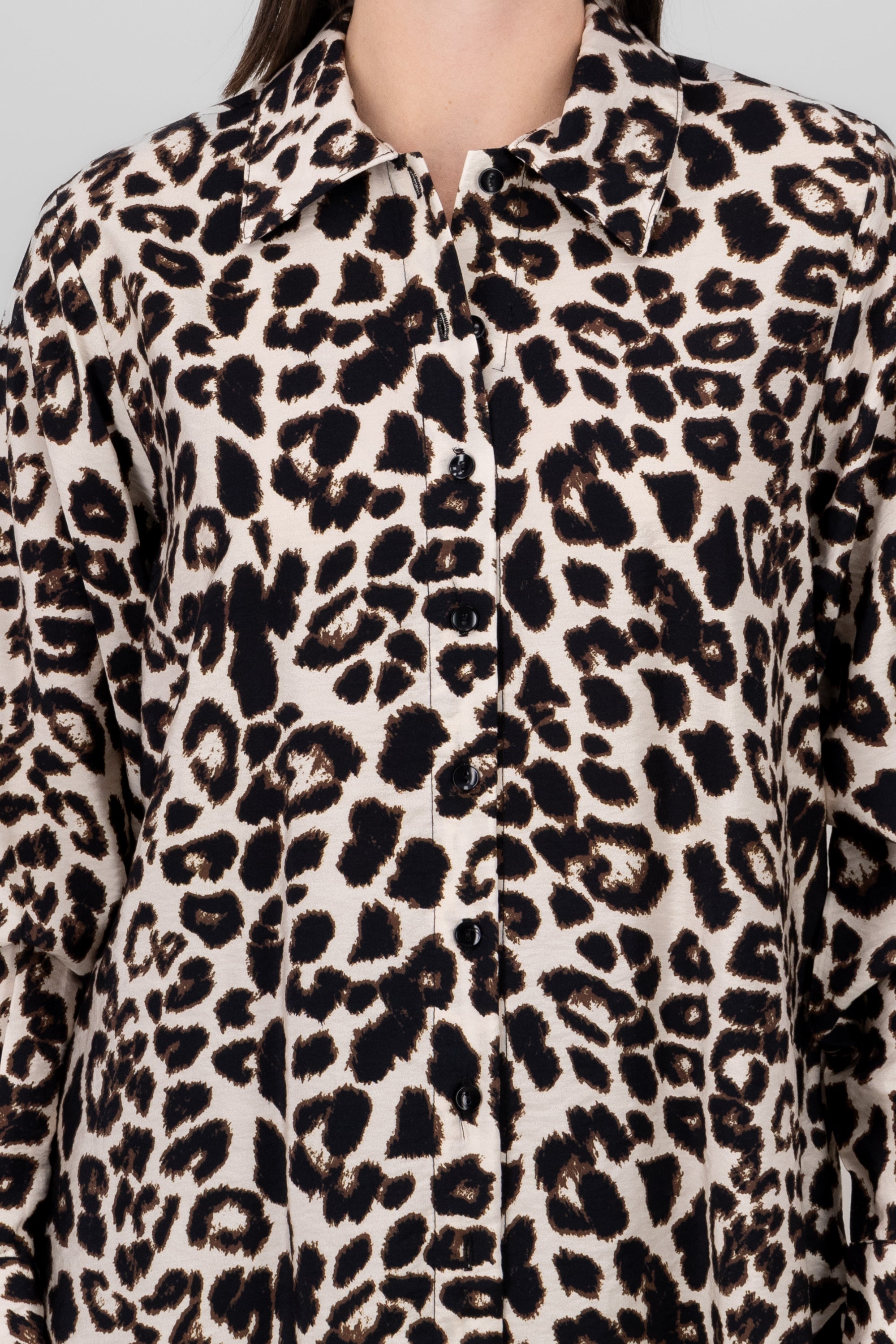 Oversize animal print shirt CAFE COMBO