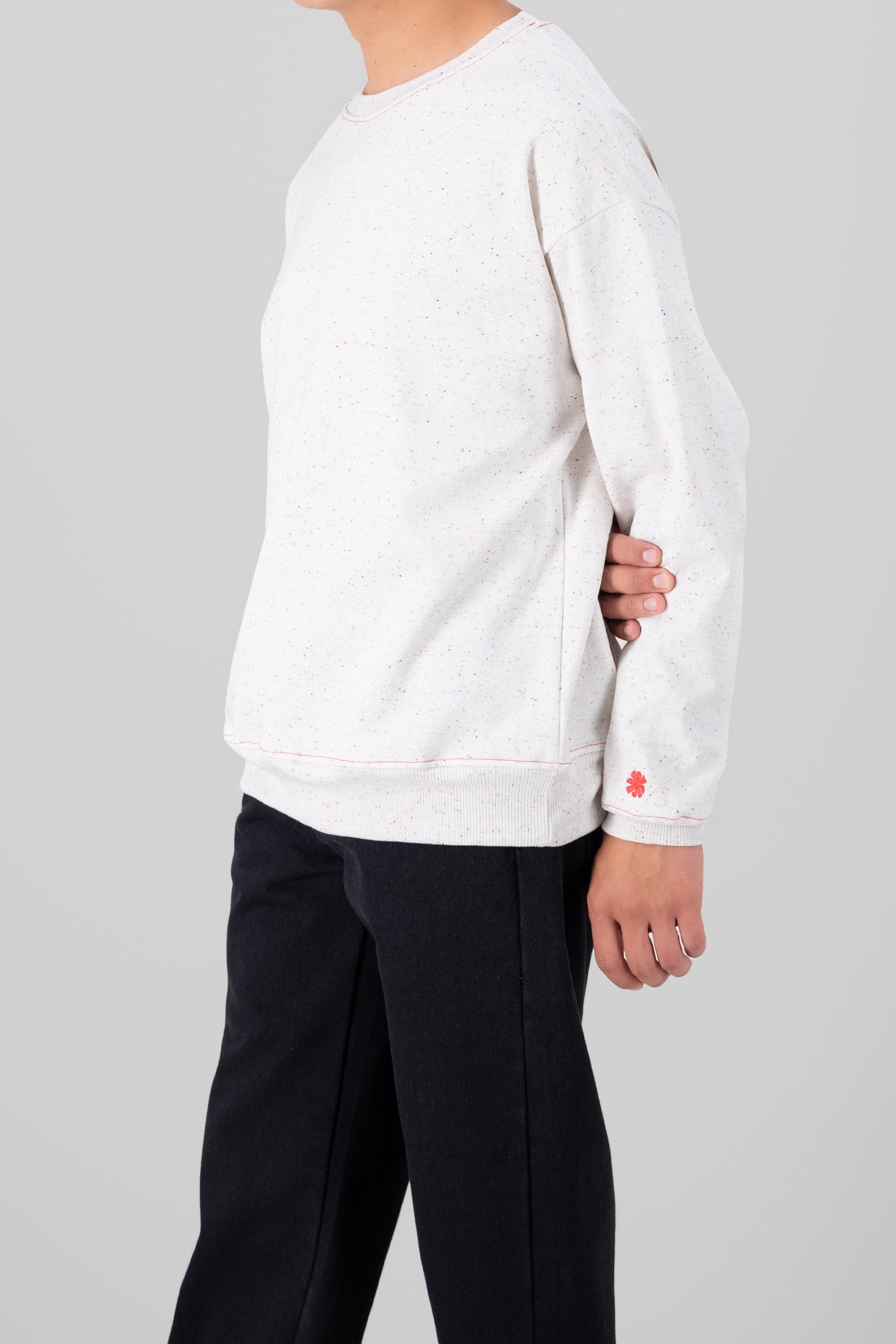 Round neck sweatshirt White Combo