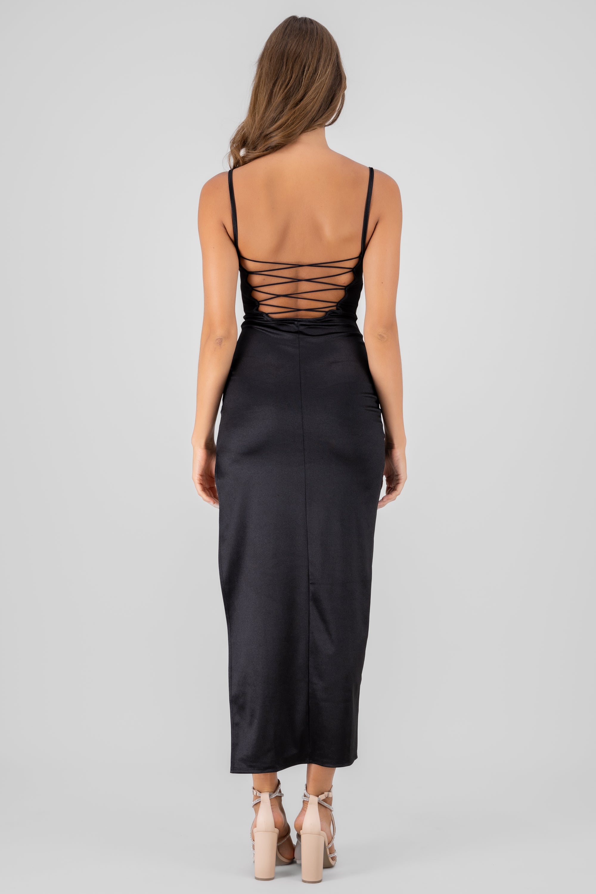Maxi Satin dress BLACK