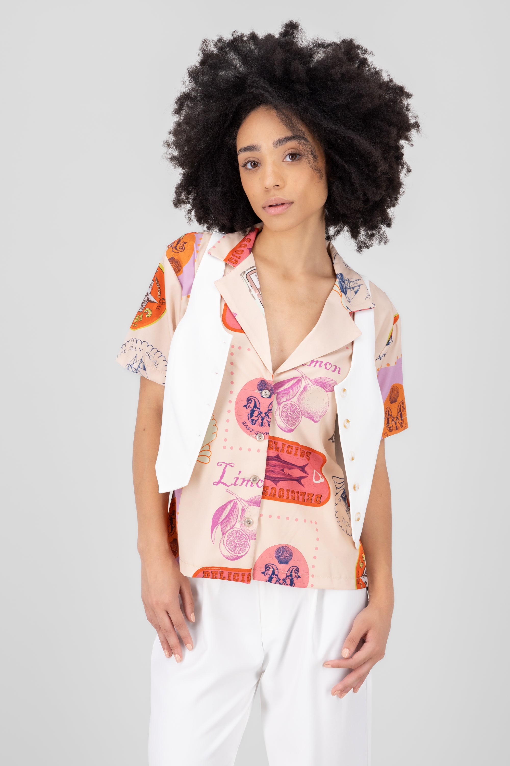 Hypsters stamped resort shirt Rosa Combo