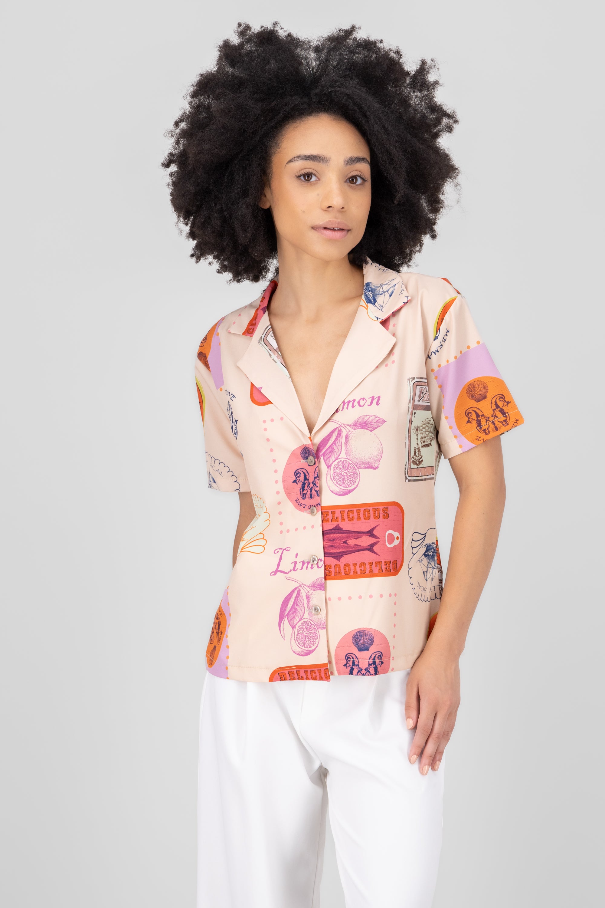 Hypsters stamped resort shirt Rosa Combo