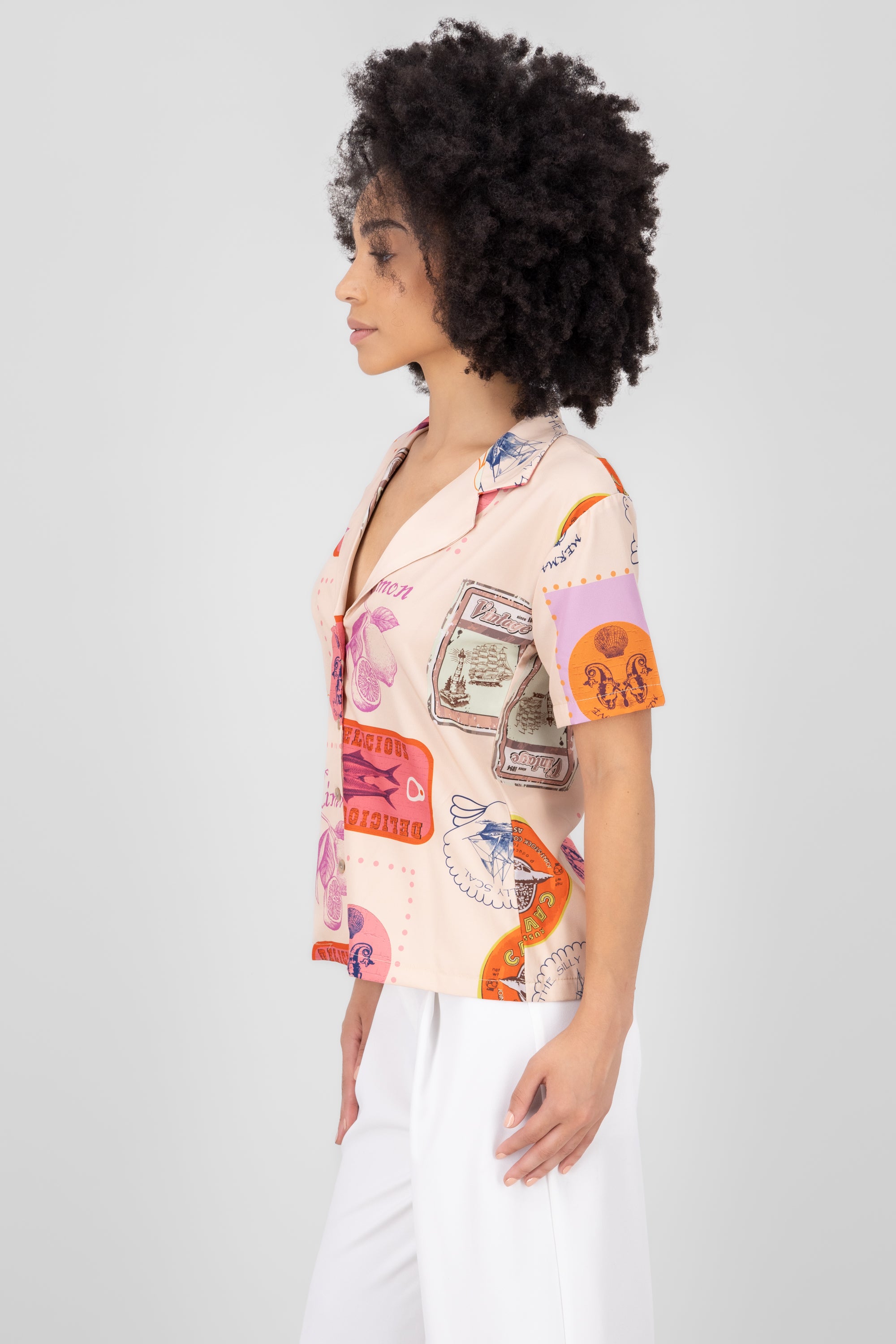 Hypsters stamped resort shirt Rosa Combo