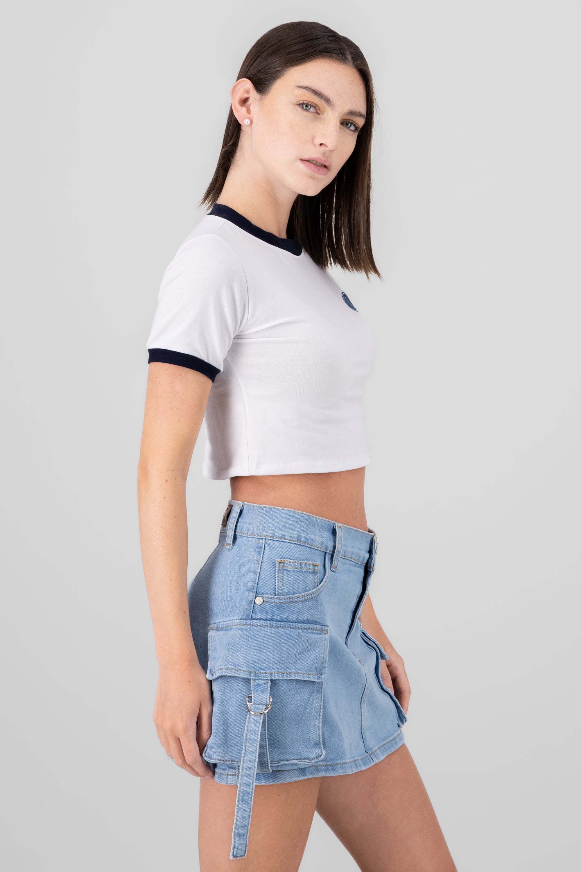 T -shirt contrast and number White Combo