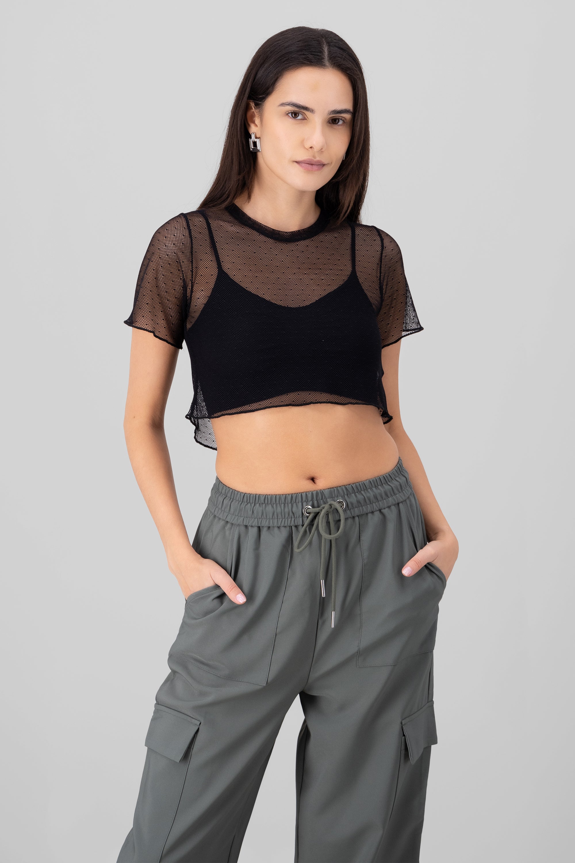 Short Top Mesh Polkas BLACK