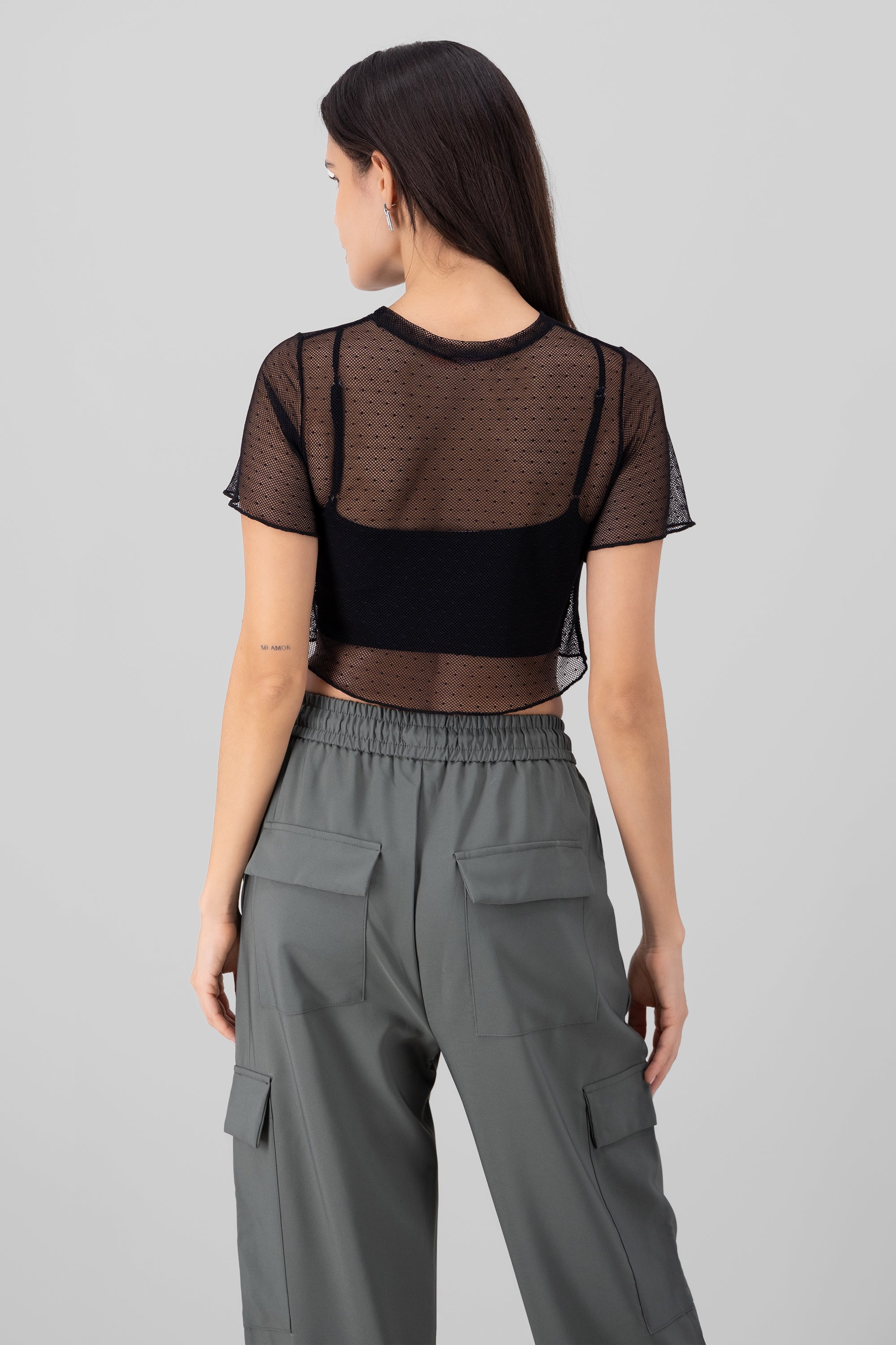Short Top Mesh Polkas BLACK