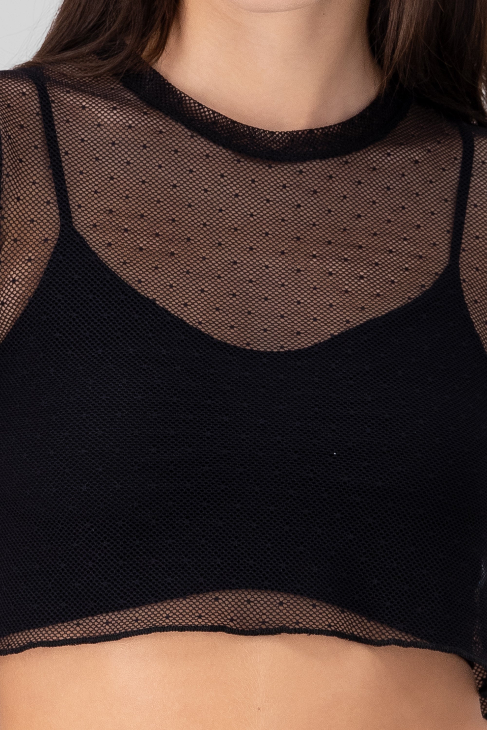 Short Top Mesh Polkas BLACK