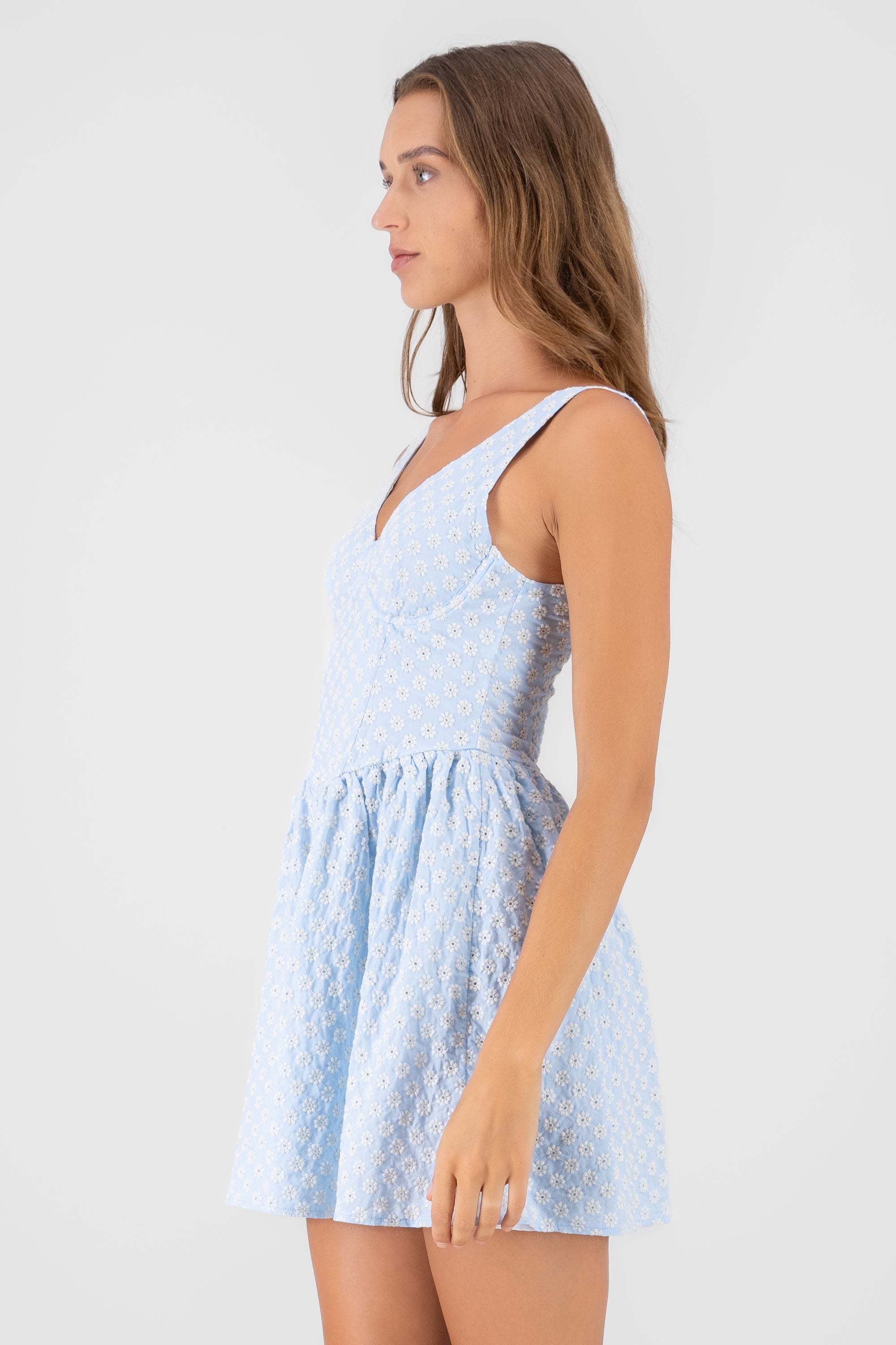 Mini fourth -fourth dress PASTEL BLUE