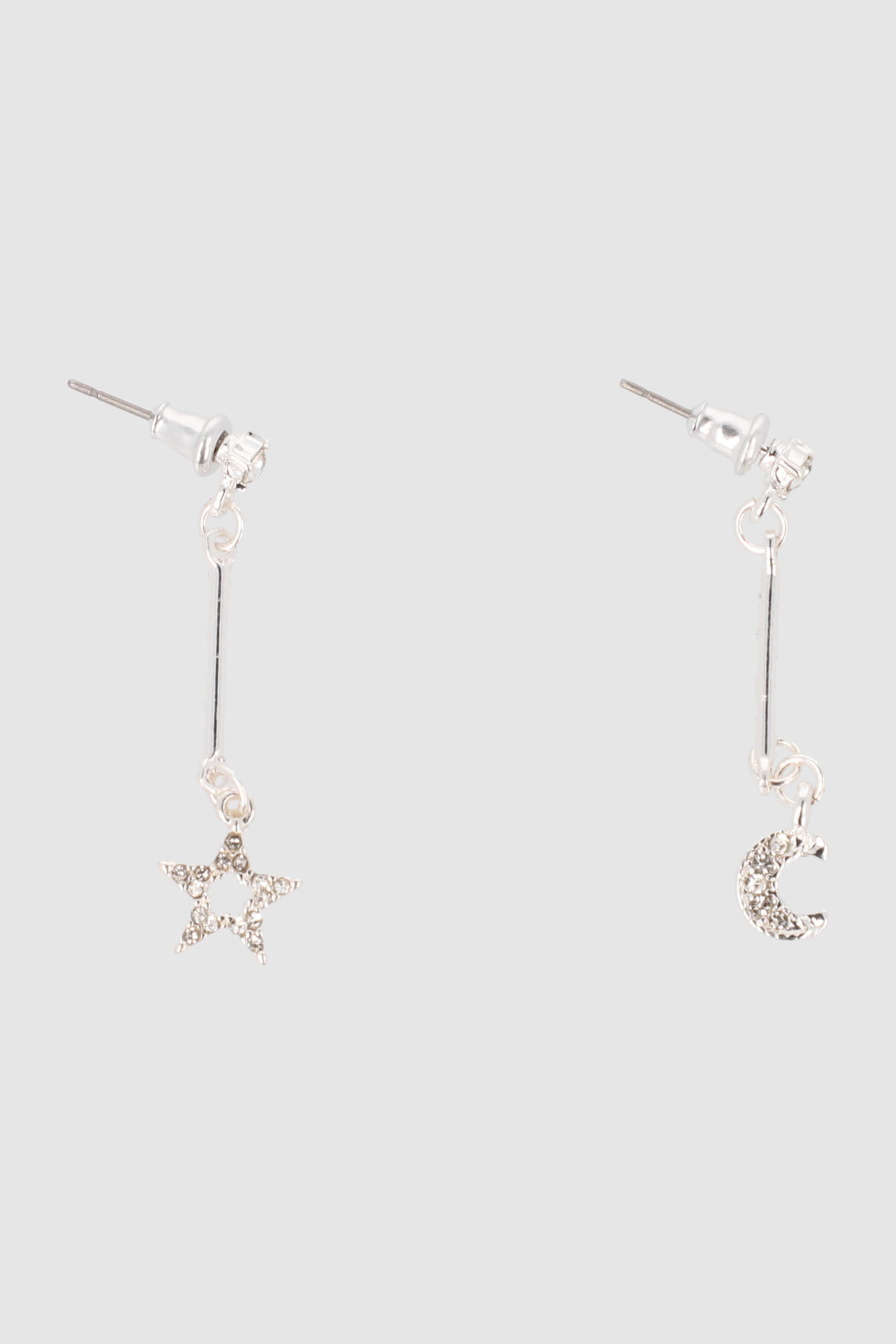 ARETES LINEA ESTRELLA LUNA PLATA