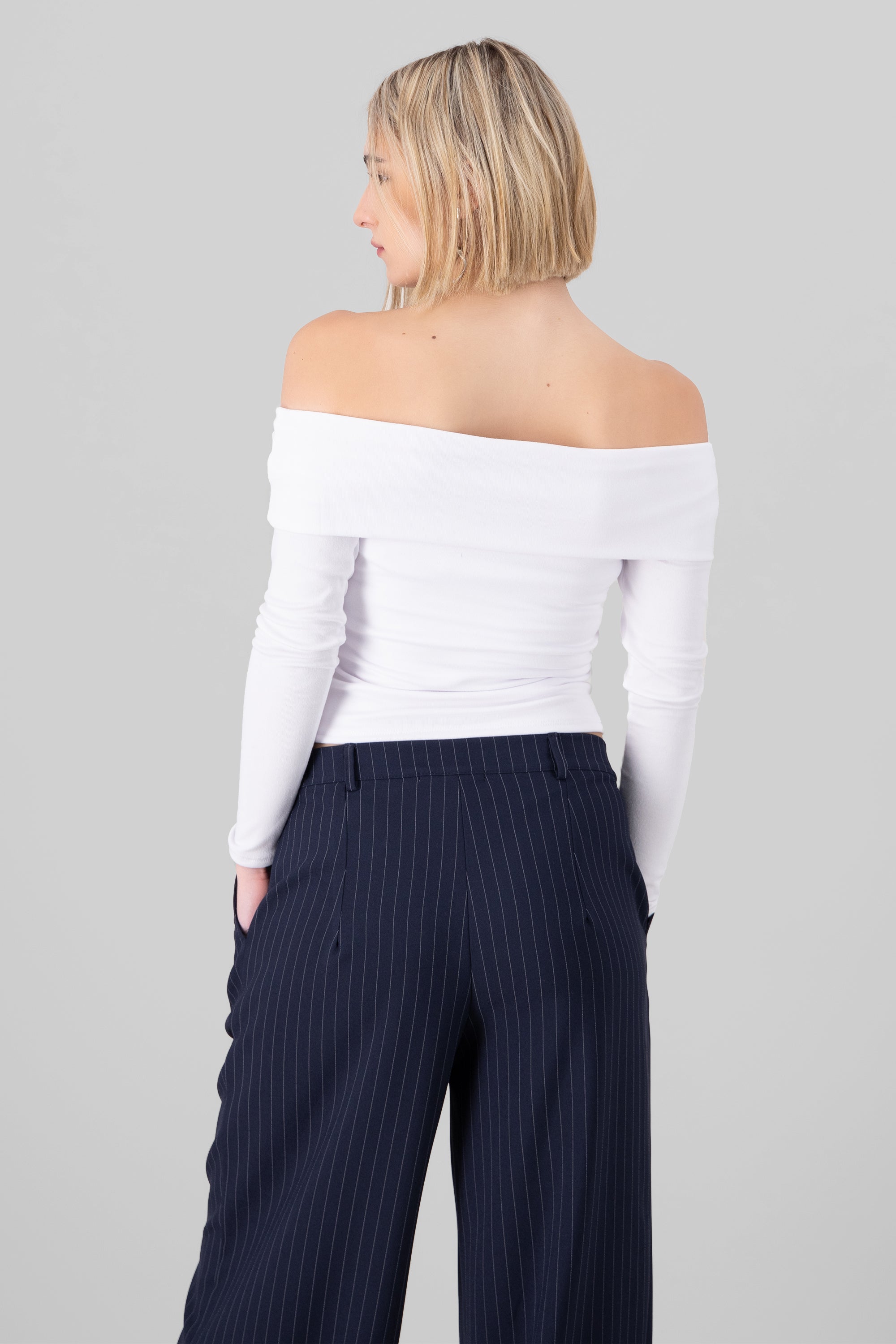 TOP OFF Shoulder Double Fabric WHITE