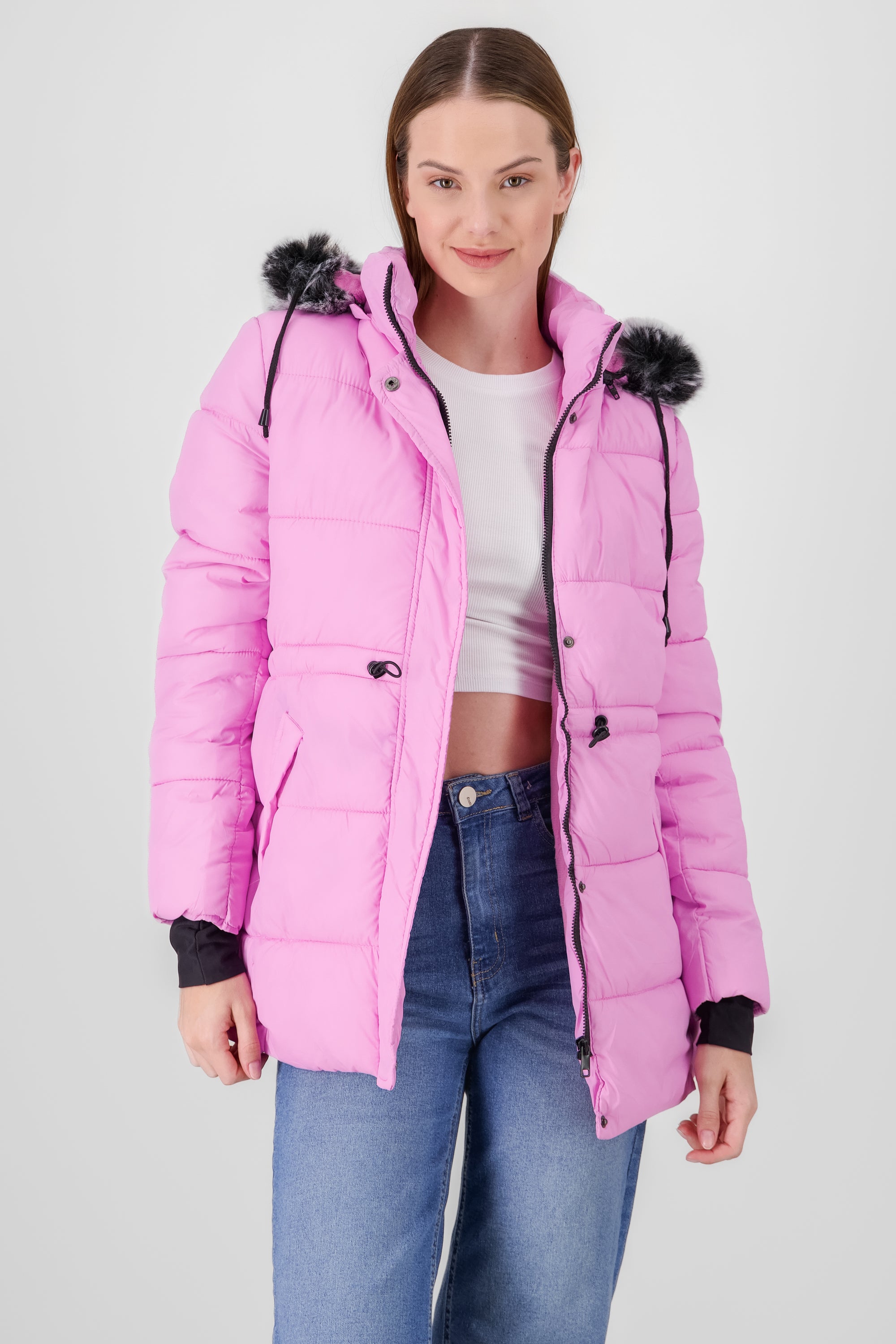 Chamarra detalle mangas tacto suave ROSA