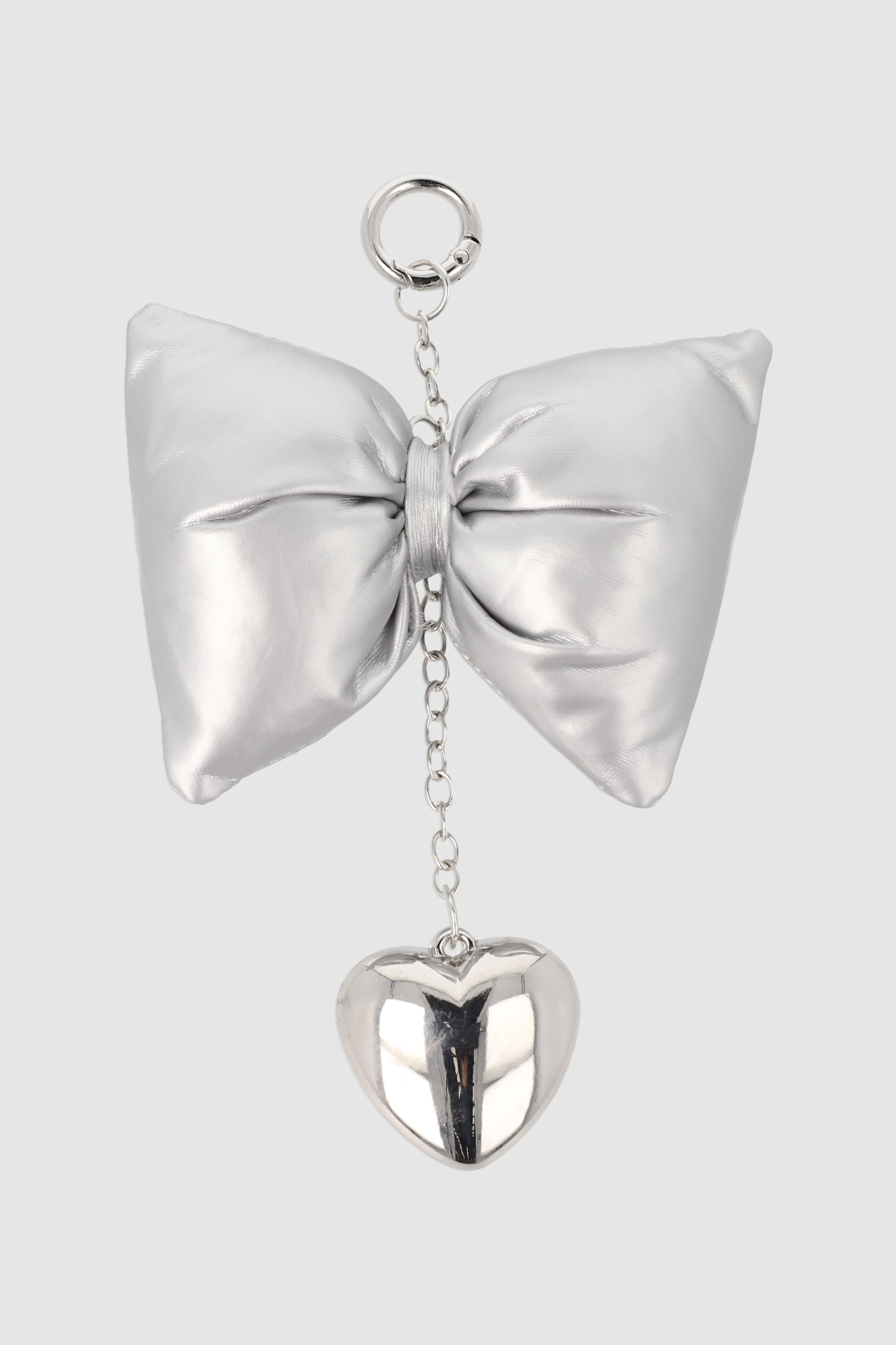 Llavero moño inflado corazon PLATA