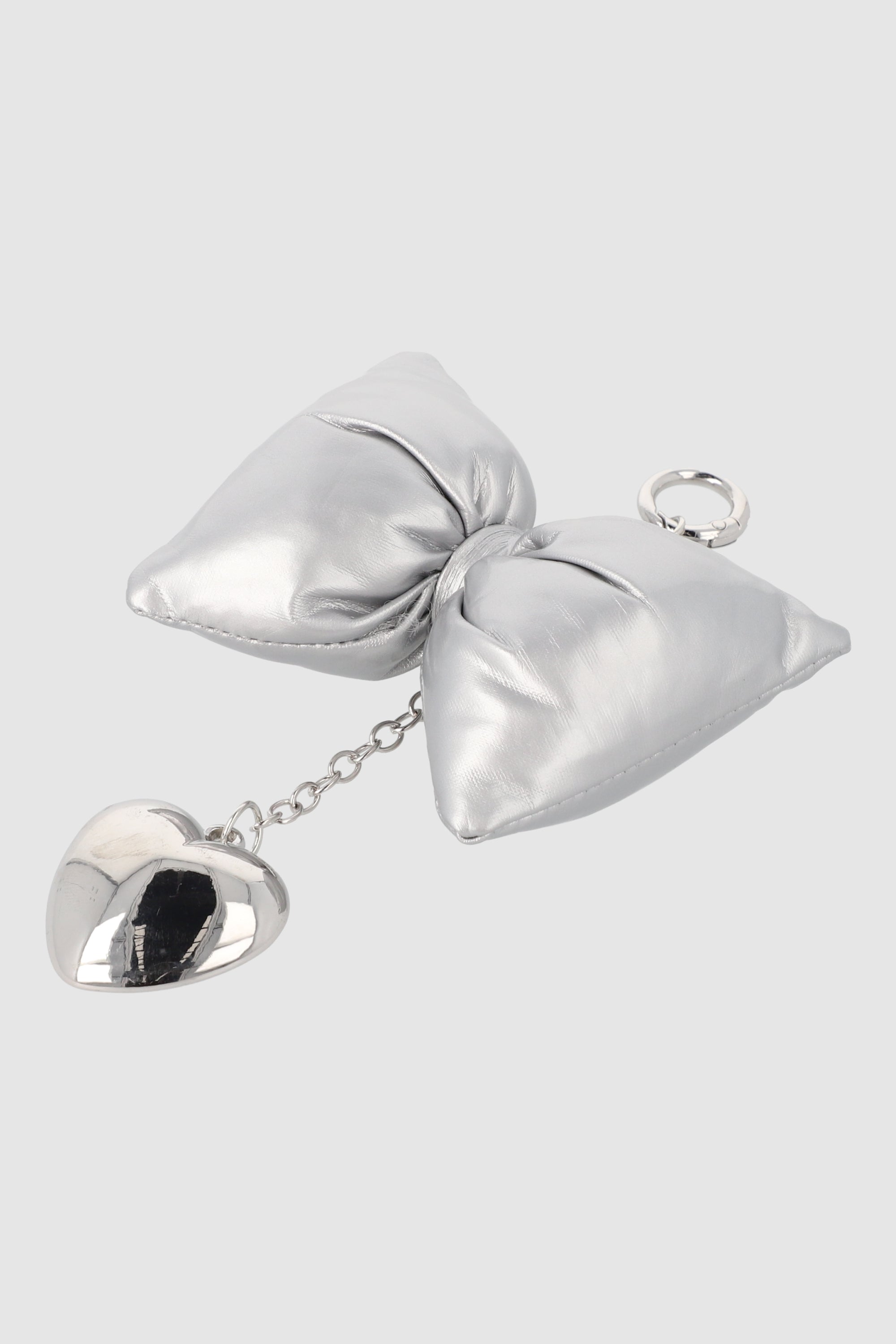 Llavero moño inflado corazon PLATA