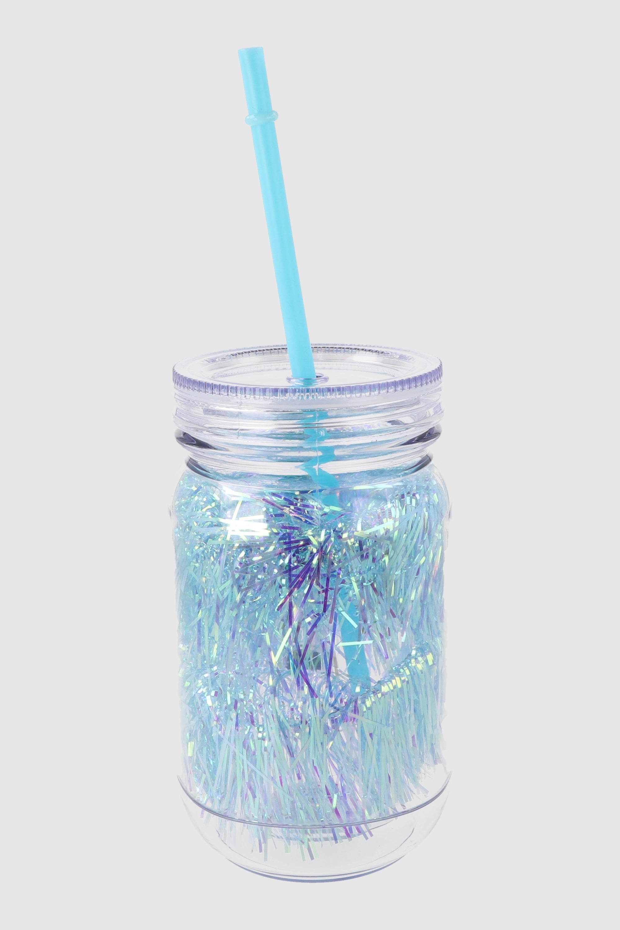 Glitter 550ml handle glass BLUE