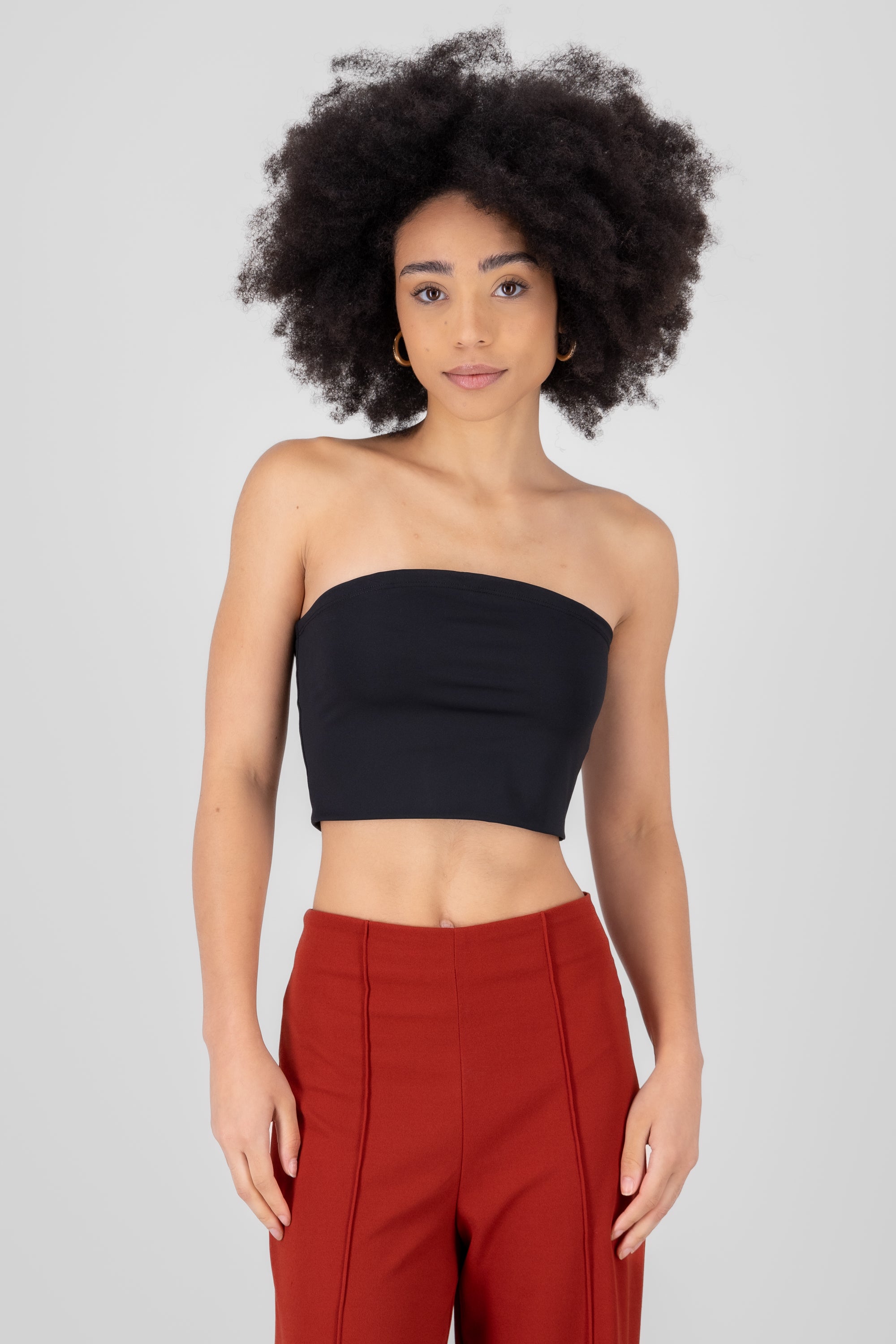 Top strapless drapeado NEGRO