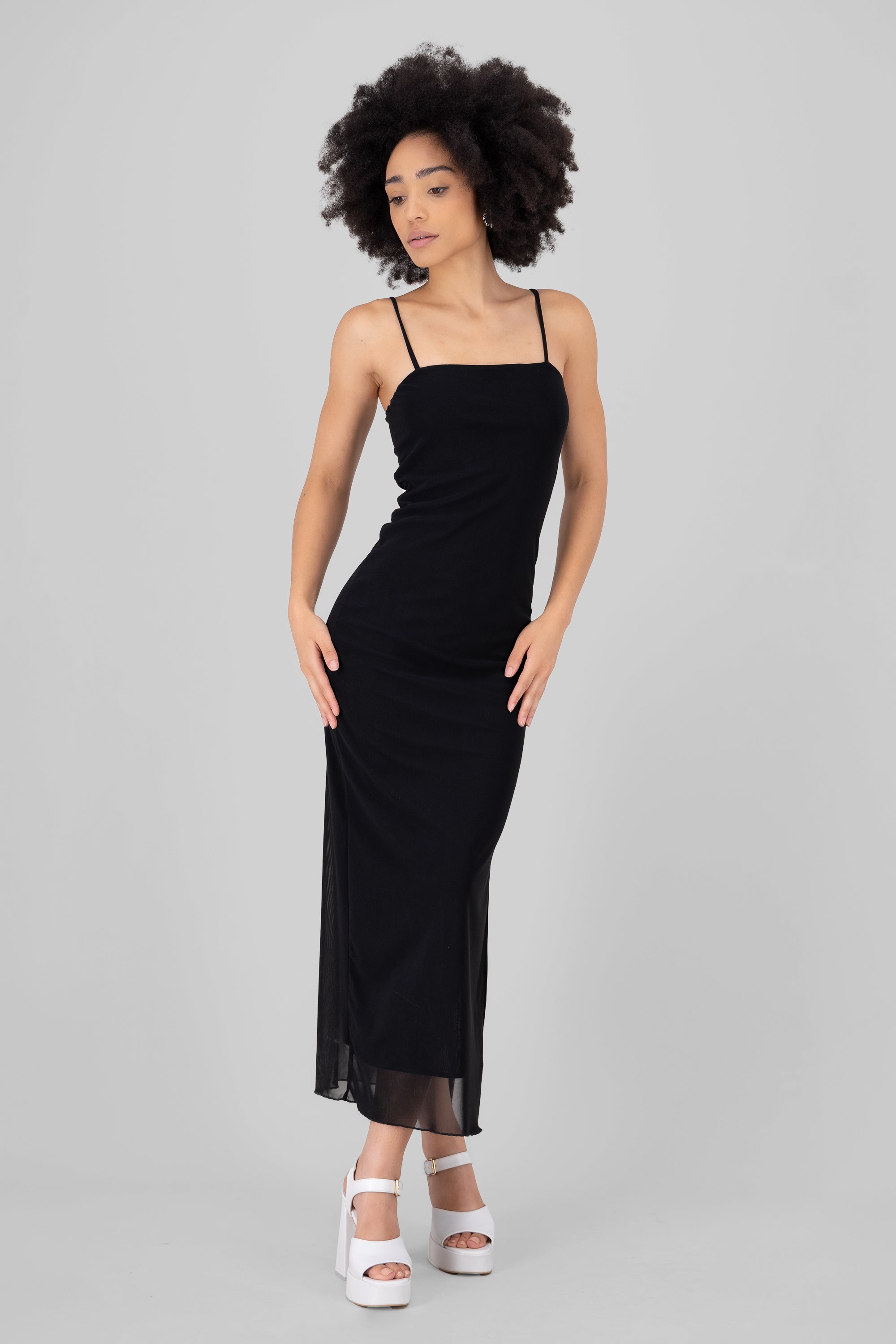 Maxi Mesh Straps dress BLACK