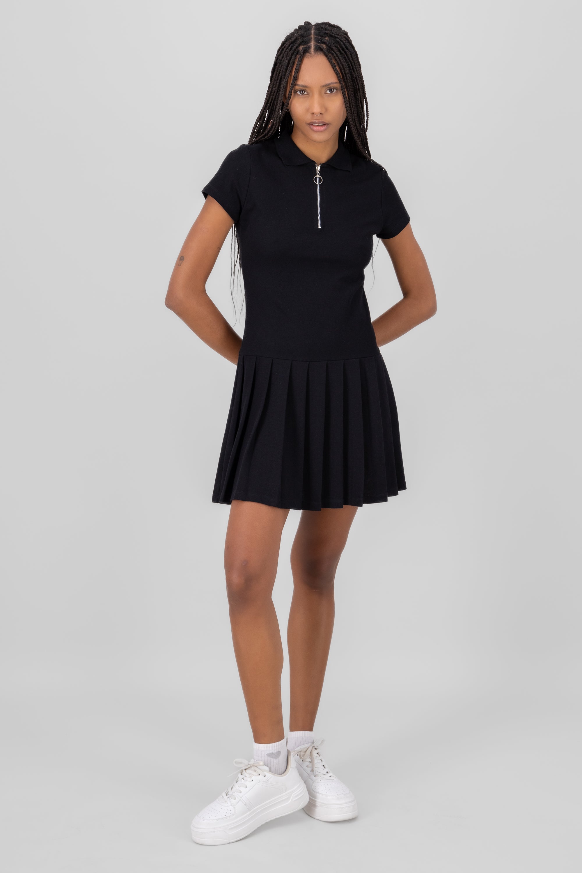 MINI POLO NECK DRESS BLACK