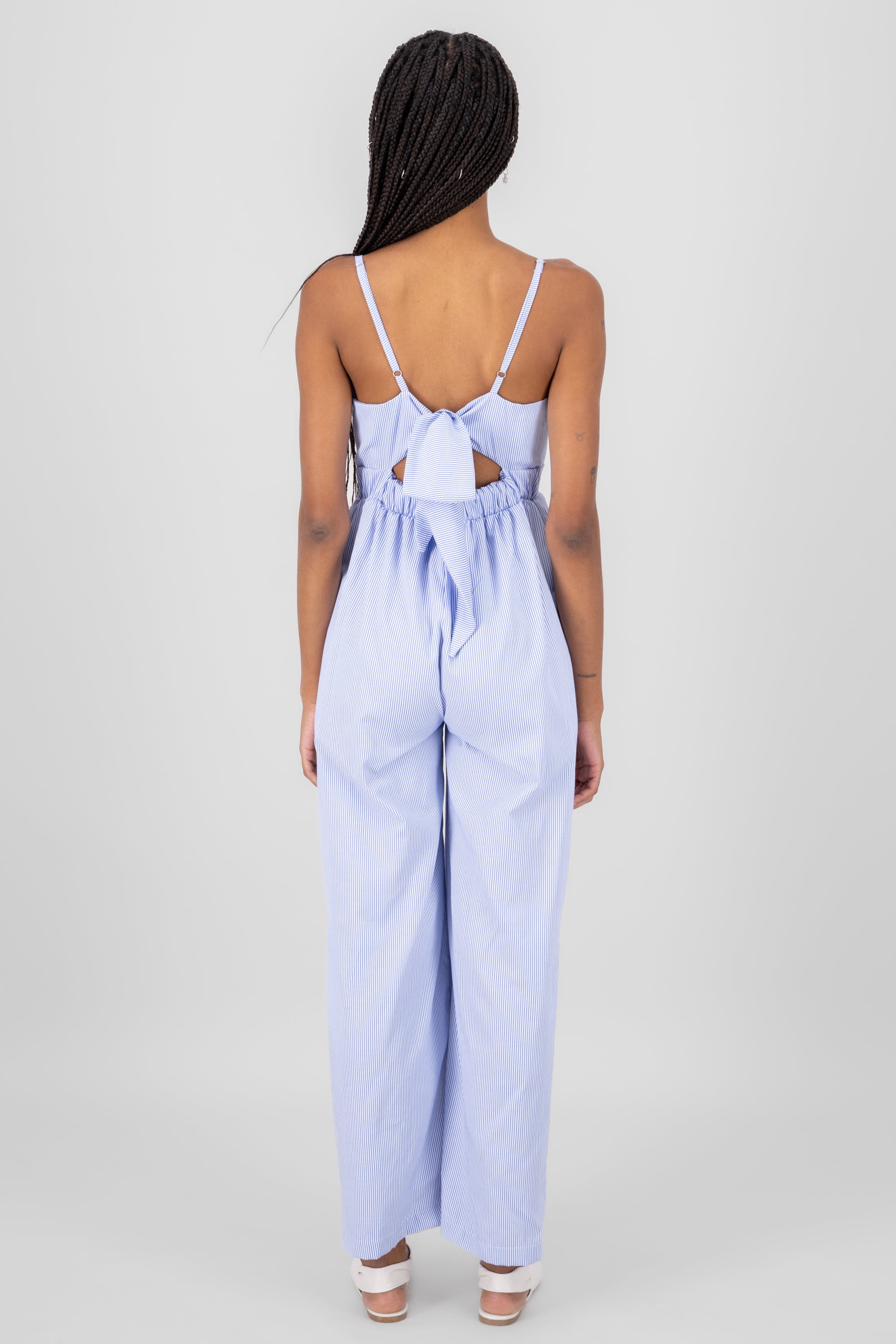 Jumpsuit neckline V braces BLUE
