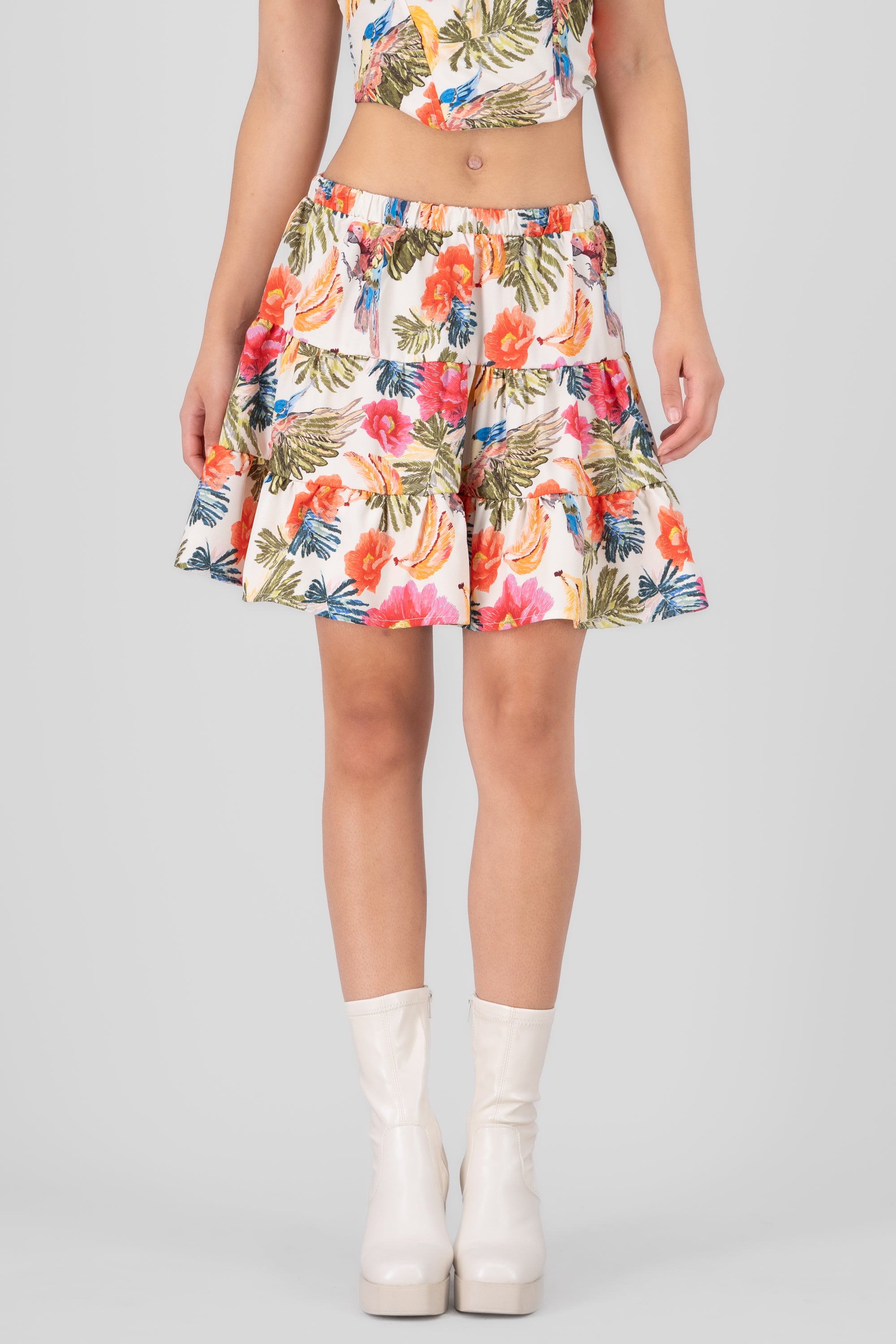 Falda mini olanes estampada MULTICOLOR