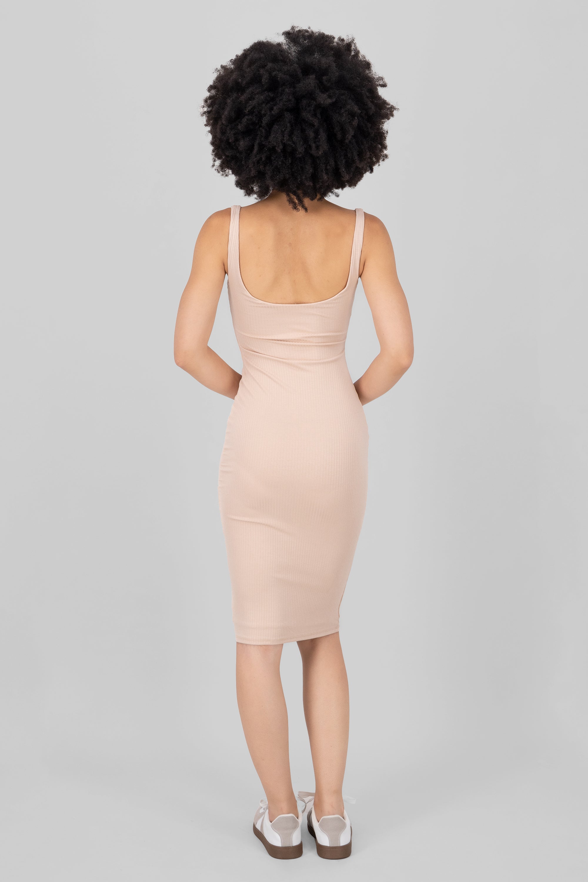 Double cloth midi dress Taupe
