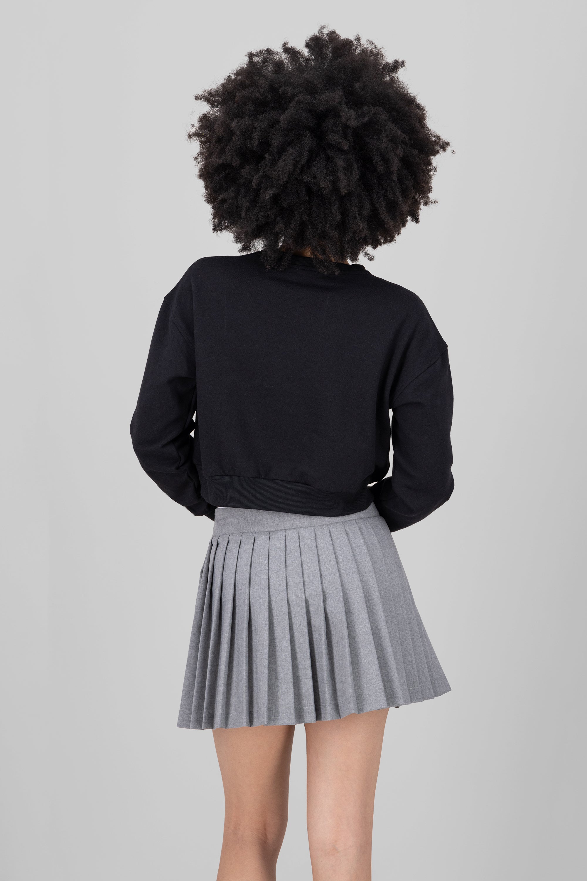 Sudadera crop estampada NEGRO