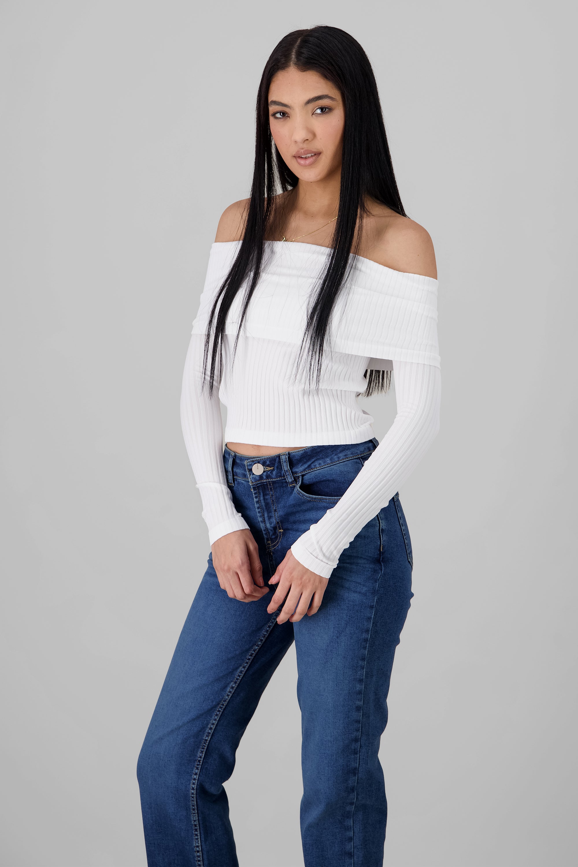 Top off shoulder seamless BLANCO