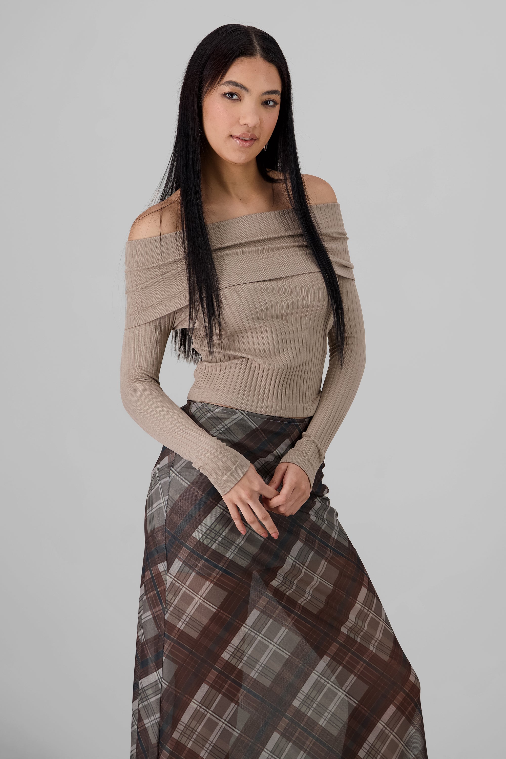 Top off shoulder seamless GREIGE