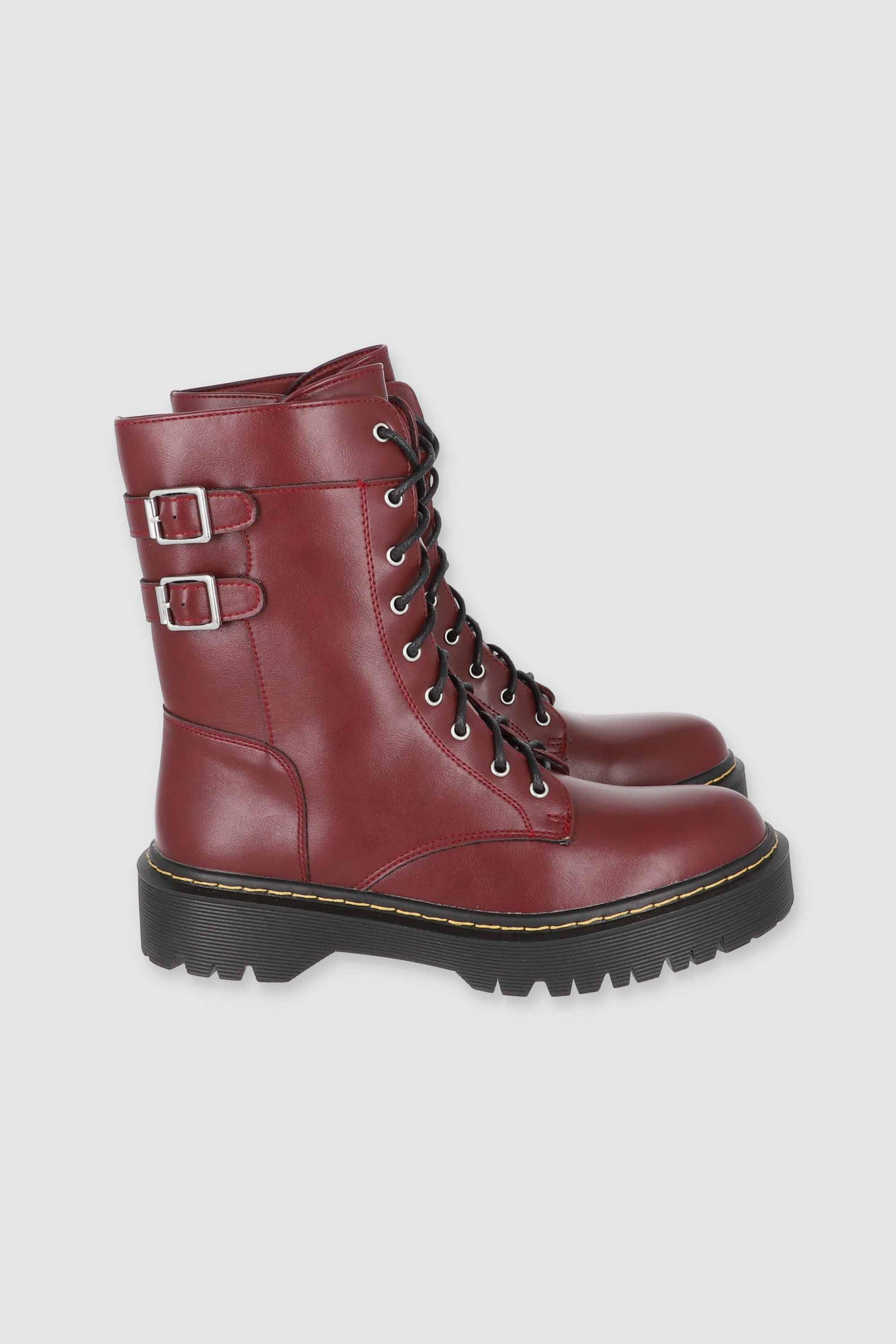 BOTA COMBAT HEBILLAS VINO