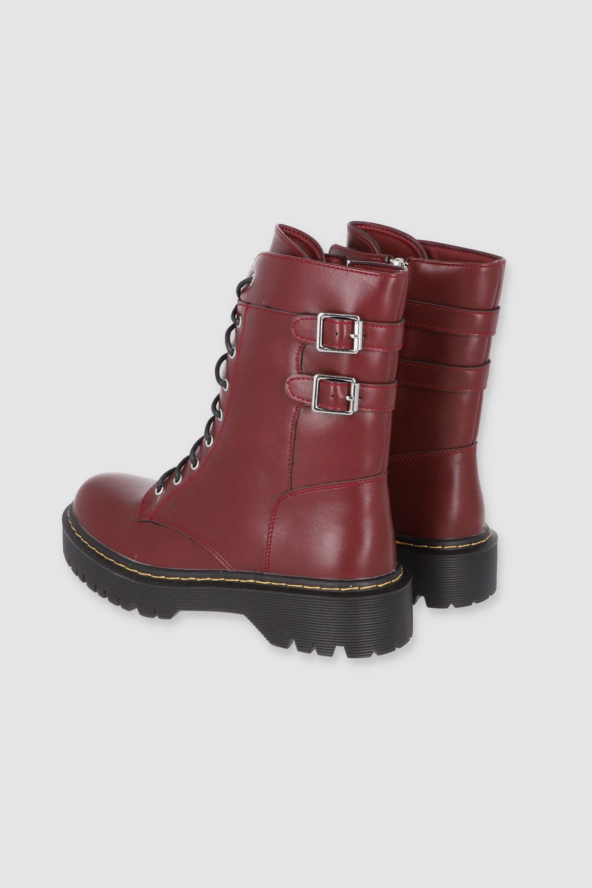 BOTA COMBAT HEBILLAS VINO