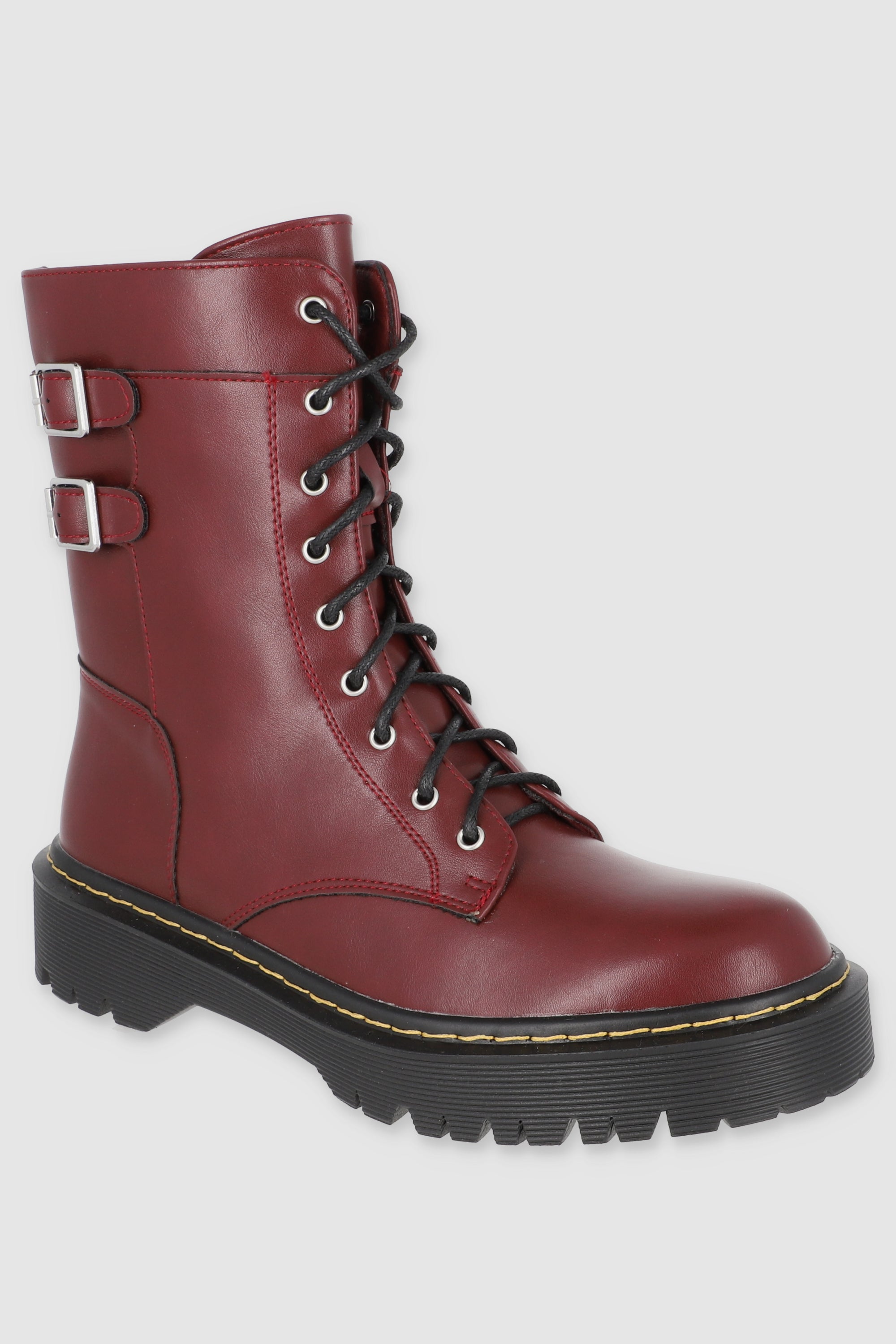 BOTA COMBAT HEBILLAS VINO