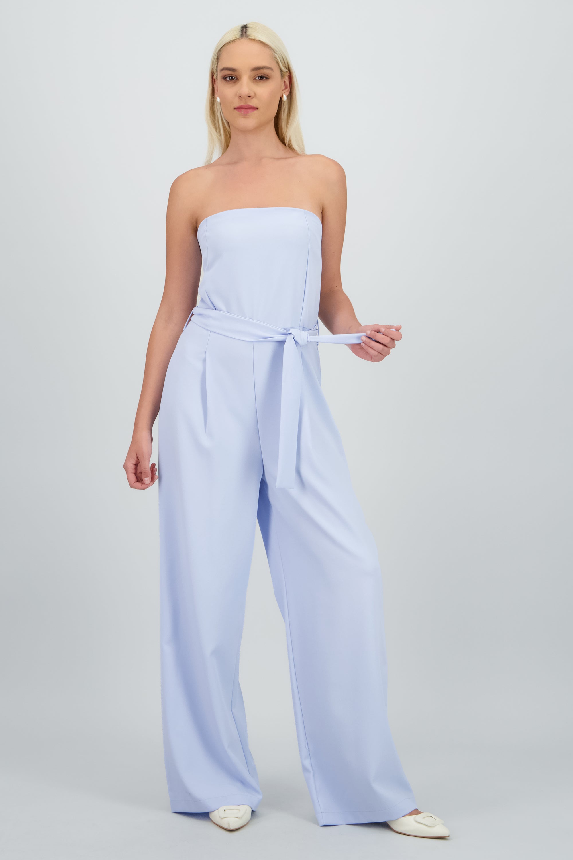 Jumpsuit strapless sastreado AZUL PASTEL