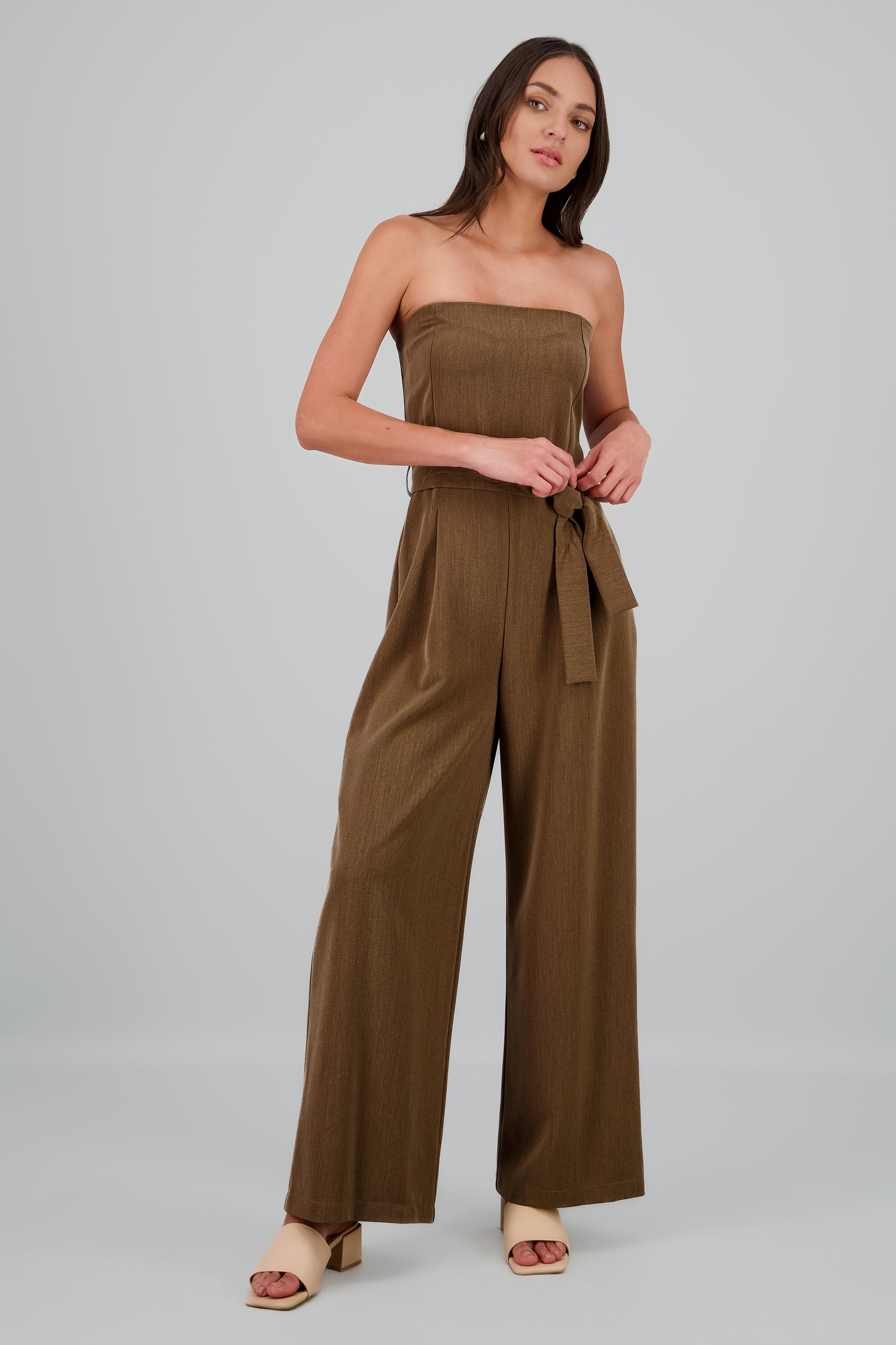 Jumpsuit strapless sastreado KHAKI