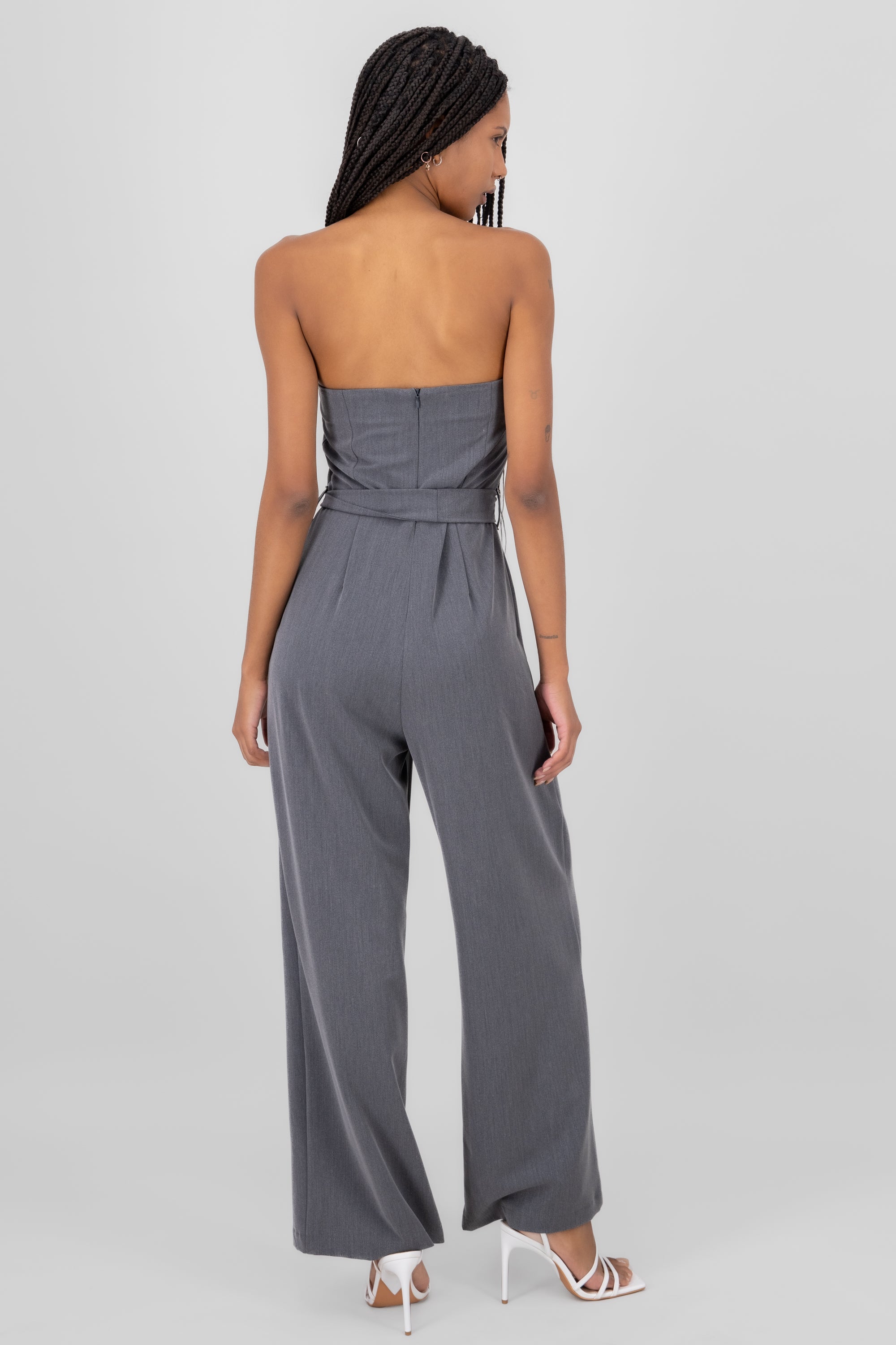 Jumpsuit strapless sastreado GRIS JASPE