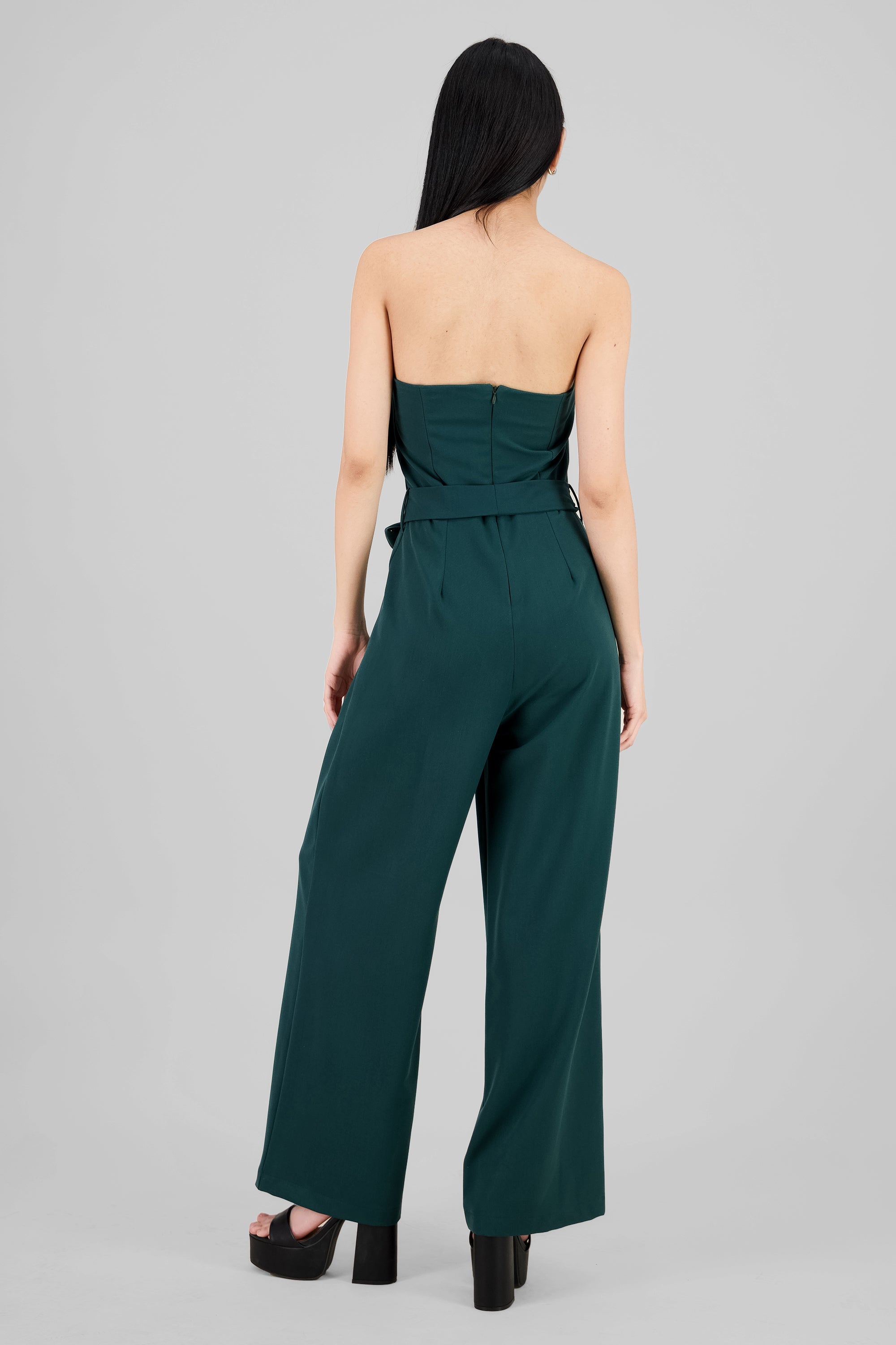 Jumpsuit strapless sastreado VERDE CAZADOR
