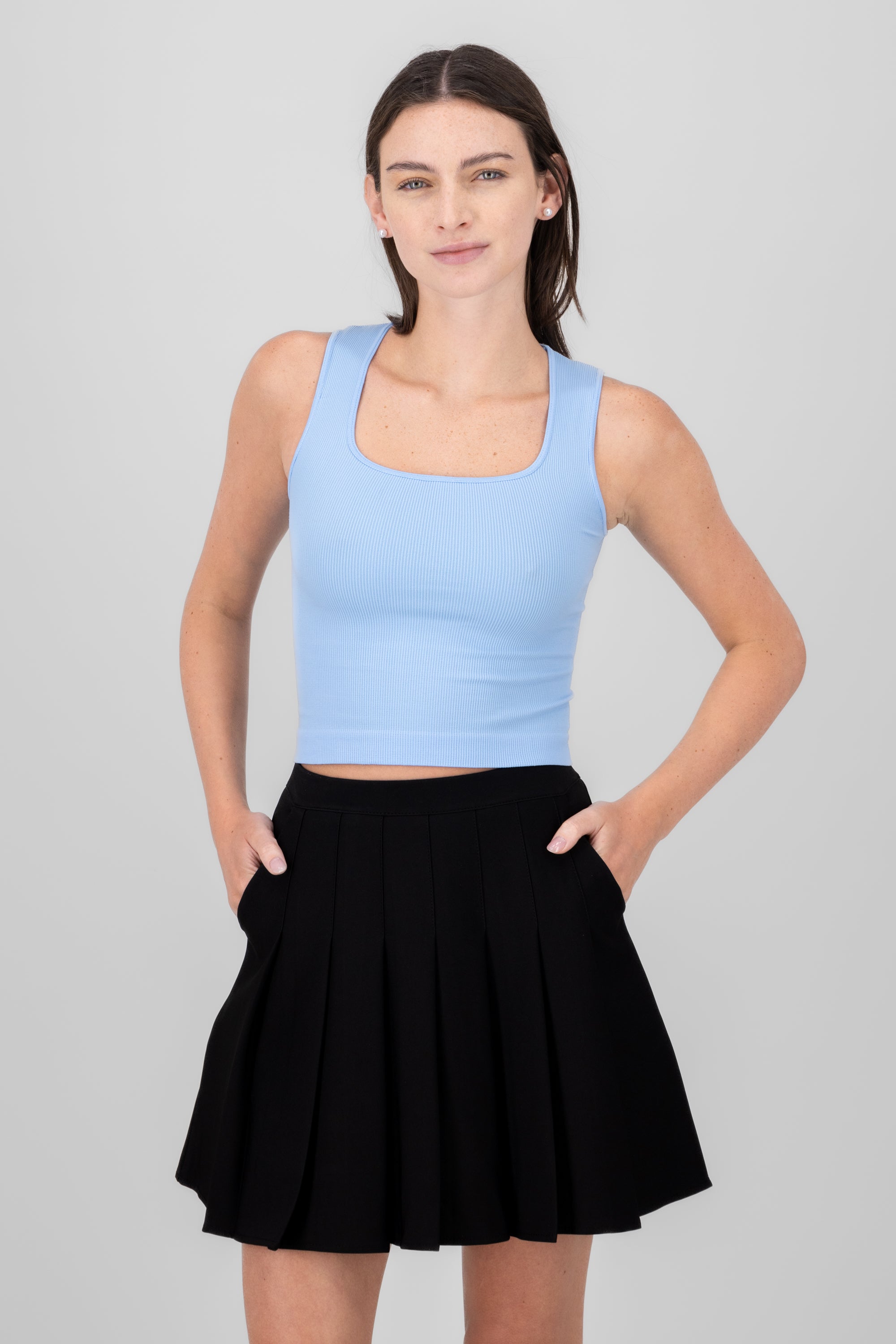 Top Seamless Square Escotery Sky blue