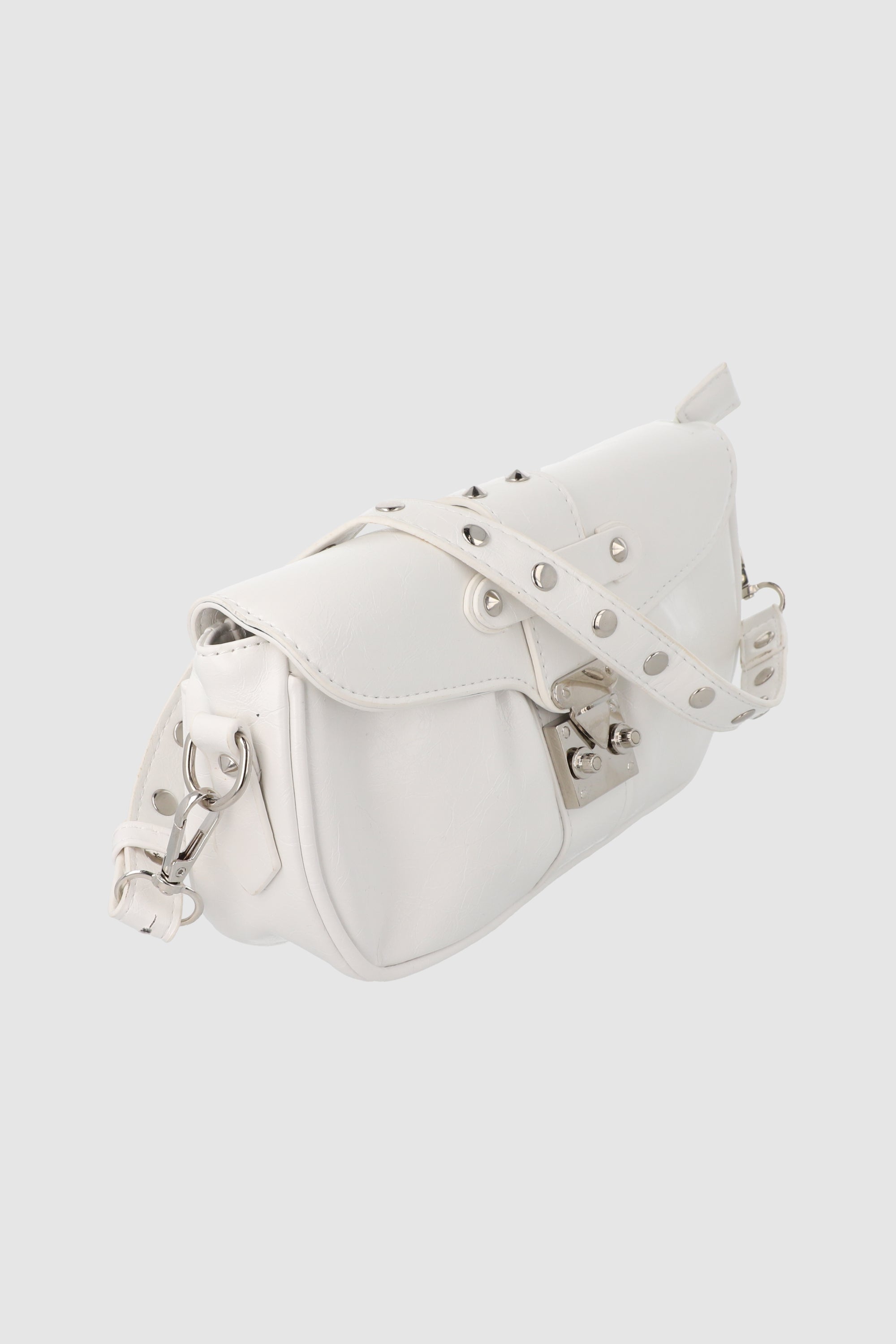 Bolsa baguette plisado broche BLANCO