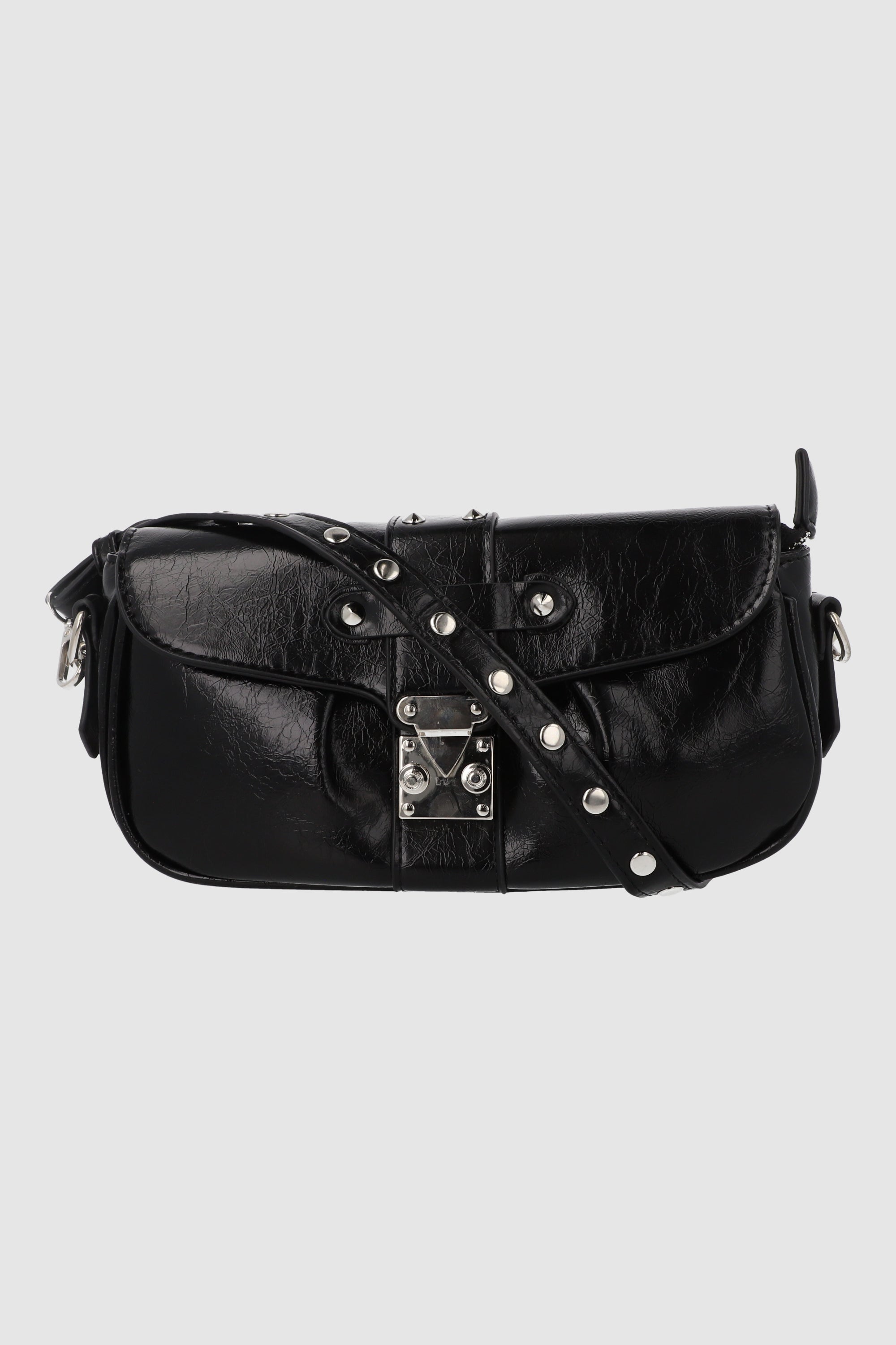 Bolsa baguette plisado broche NEGRO