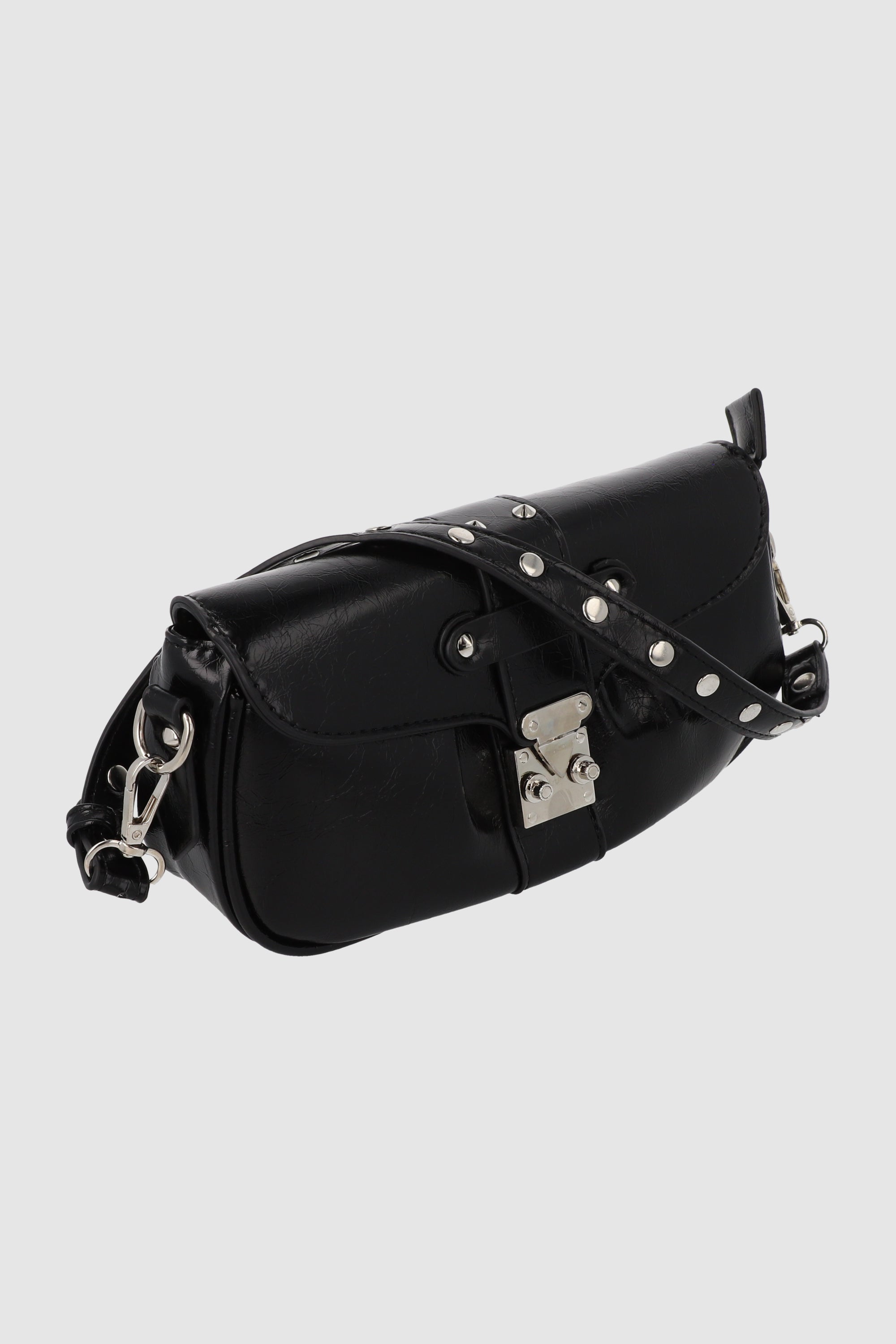 Bolsa baguette plisado broche NEGRO