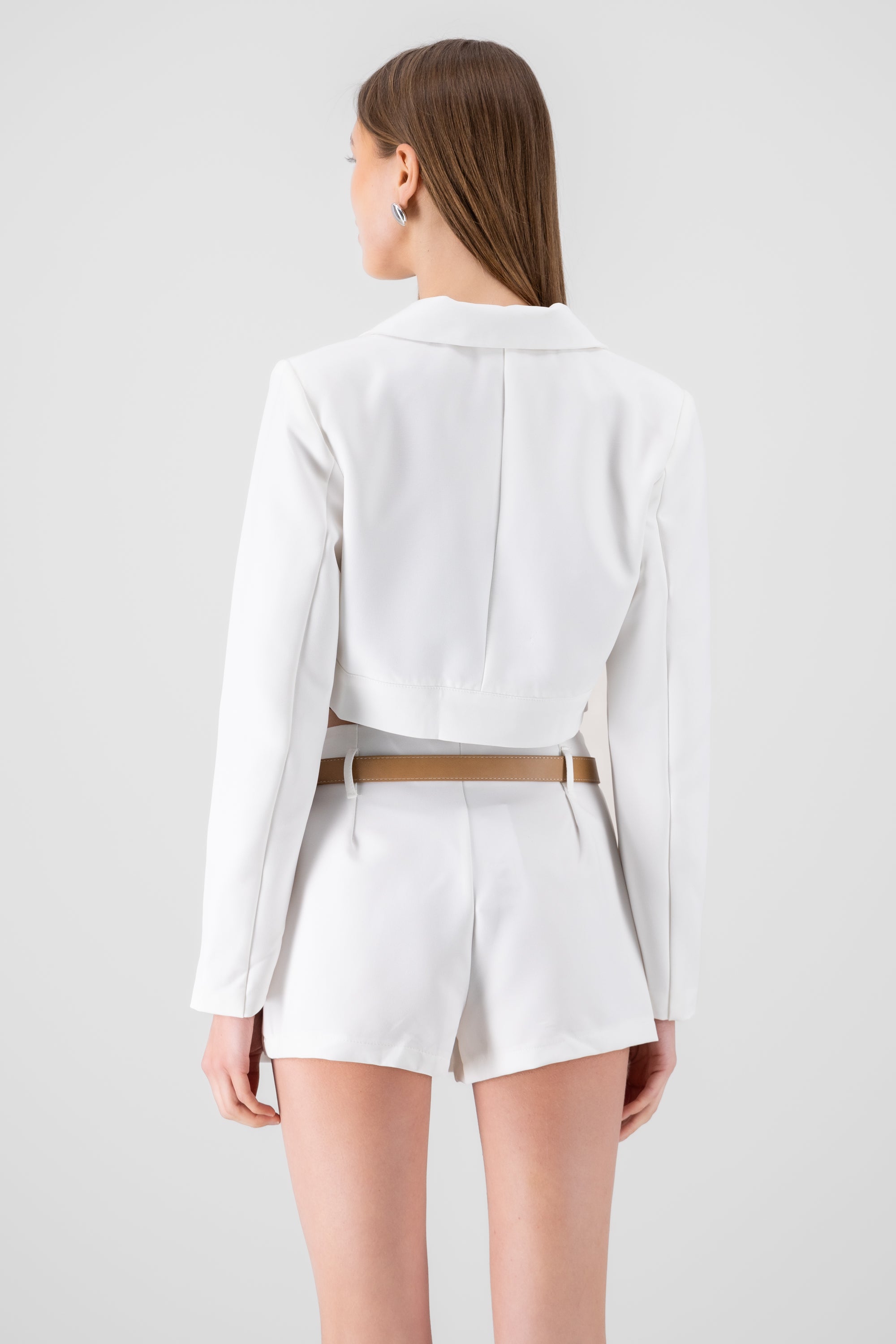 Saco liso cropped BLANCO