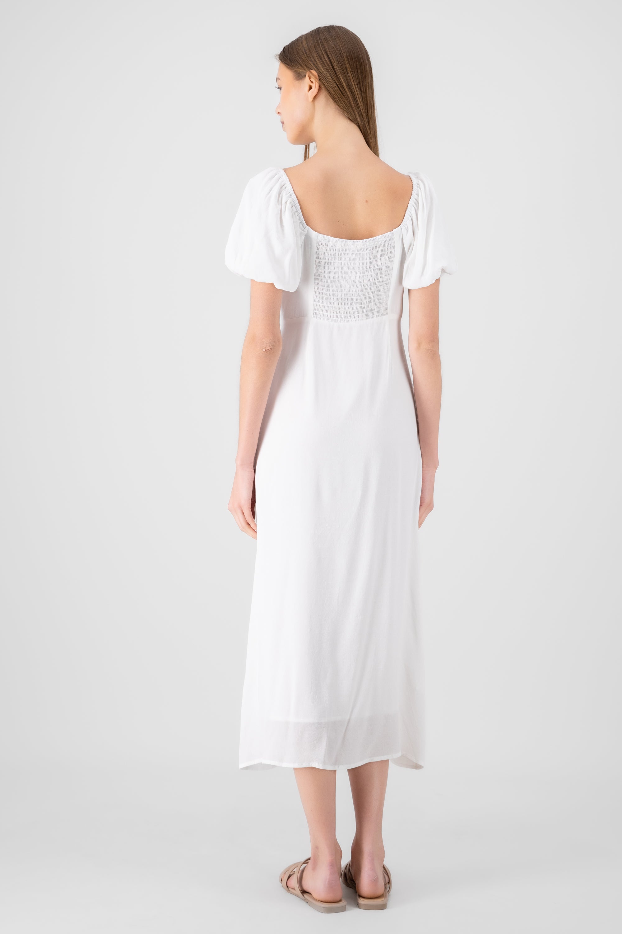 Vestido maxi liso botones BLANCO