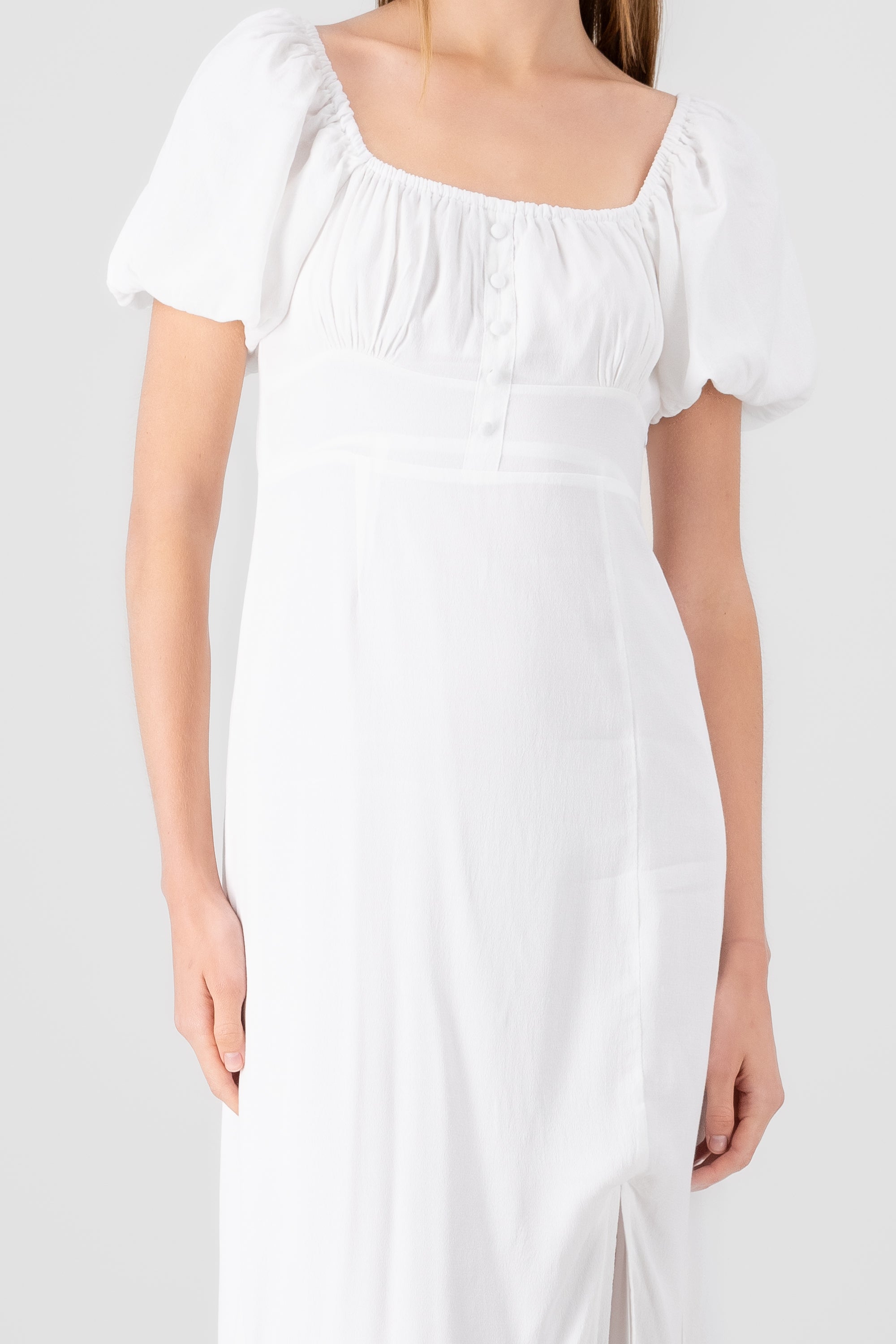 Vestido maxi liso botones BLANCO